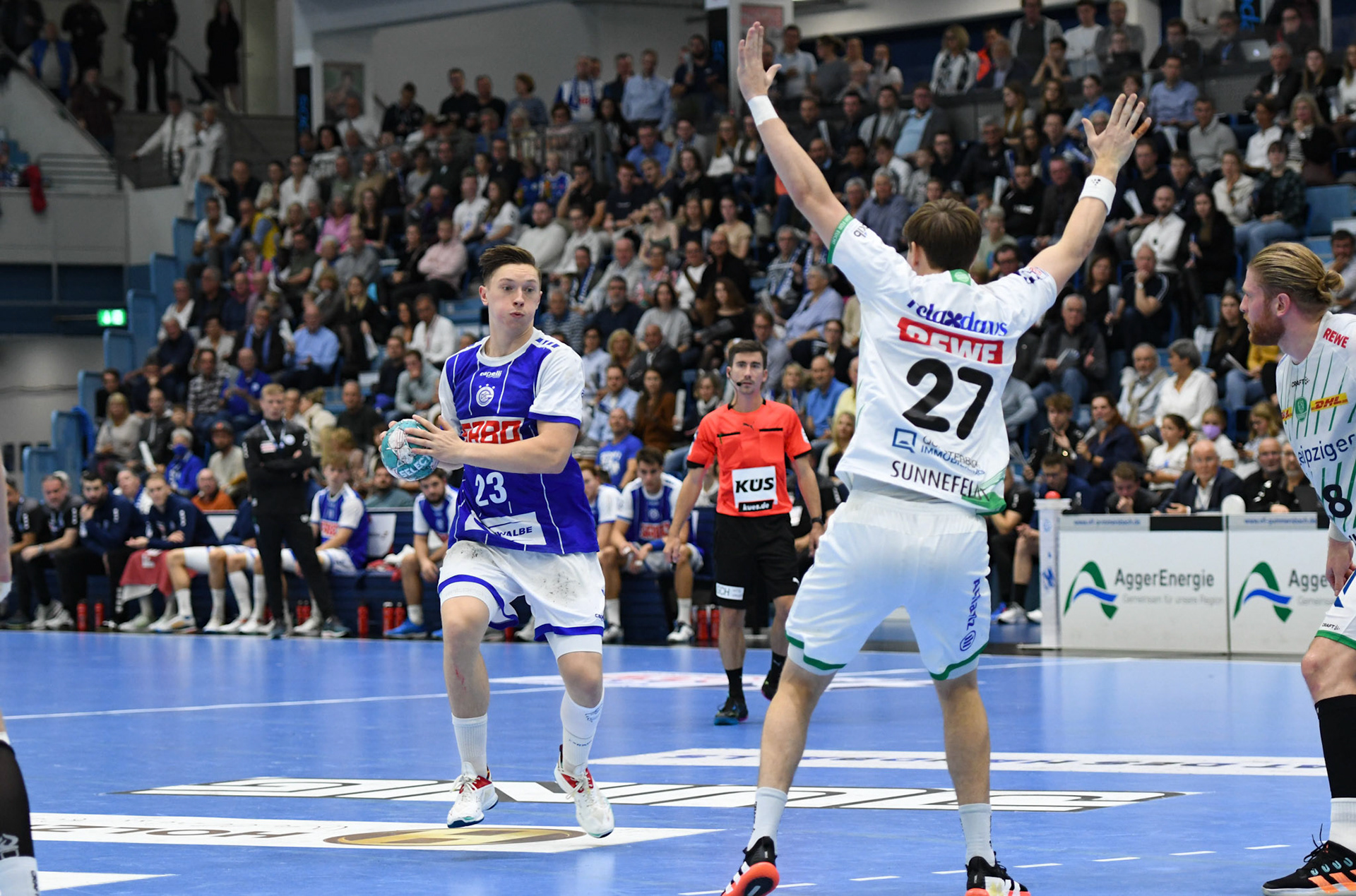 Ole Pregler #23; Handball Bundesliga; VfL Gummersbach - SCDHFK Leipzig 09.10.2022
