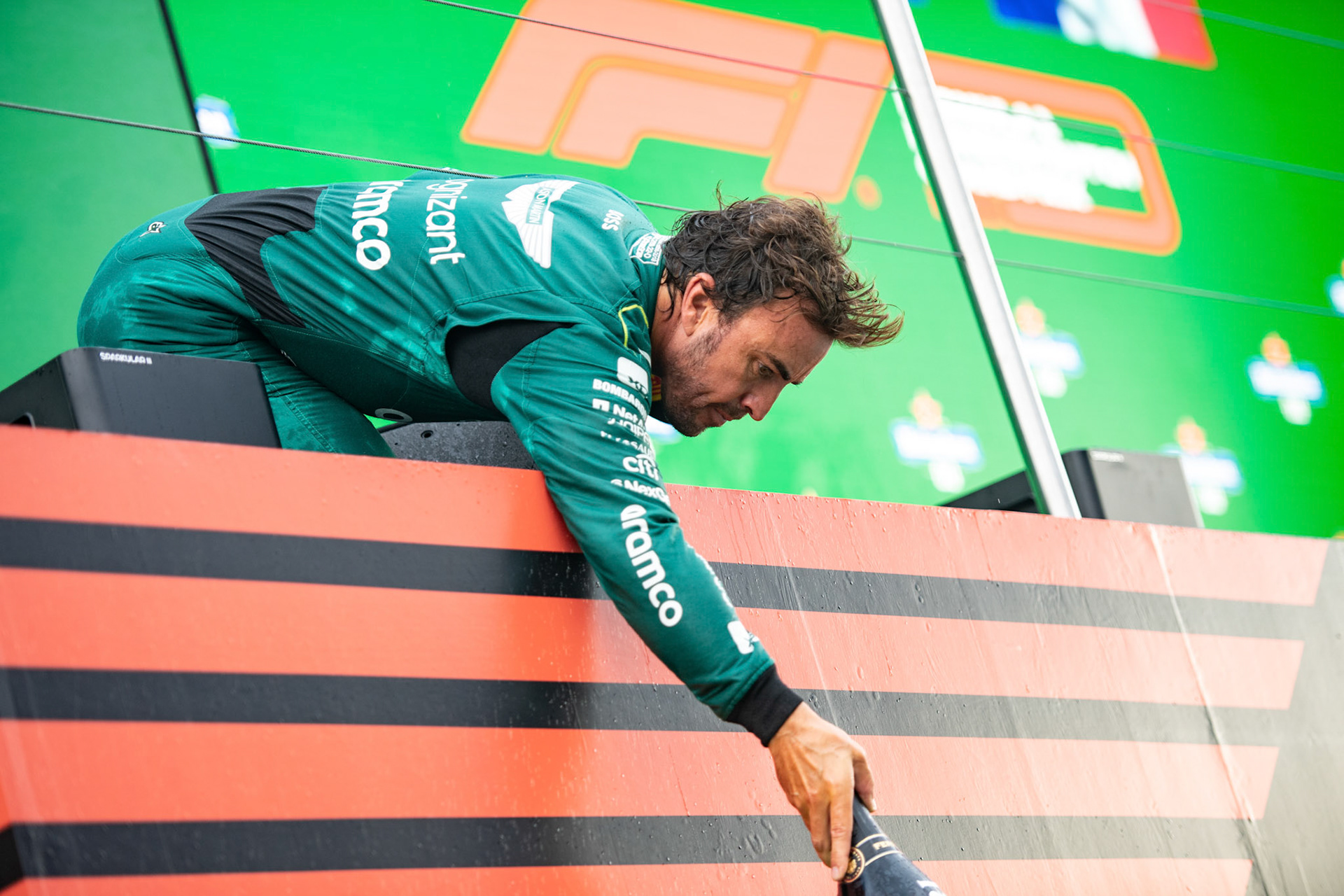 Fernando Alonso, Pierre Gasly, Max Verstappen auf dem Podium;Formel 1 GP Holland / Zandvoort. Sonntag, 27.08.2023