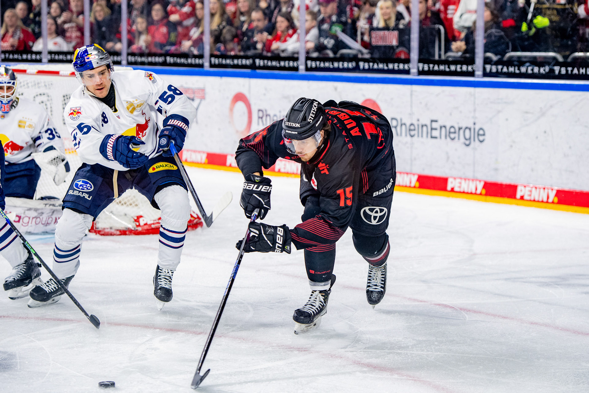 Louis Marc Aubry, Ryan McKiernan; DEL Kölner Haie - EHC Red Bull München, 05.01.2024