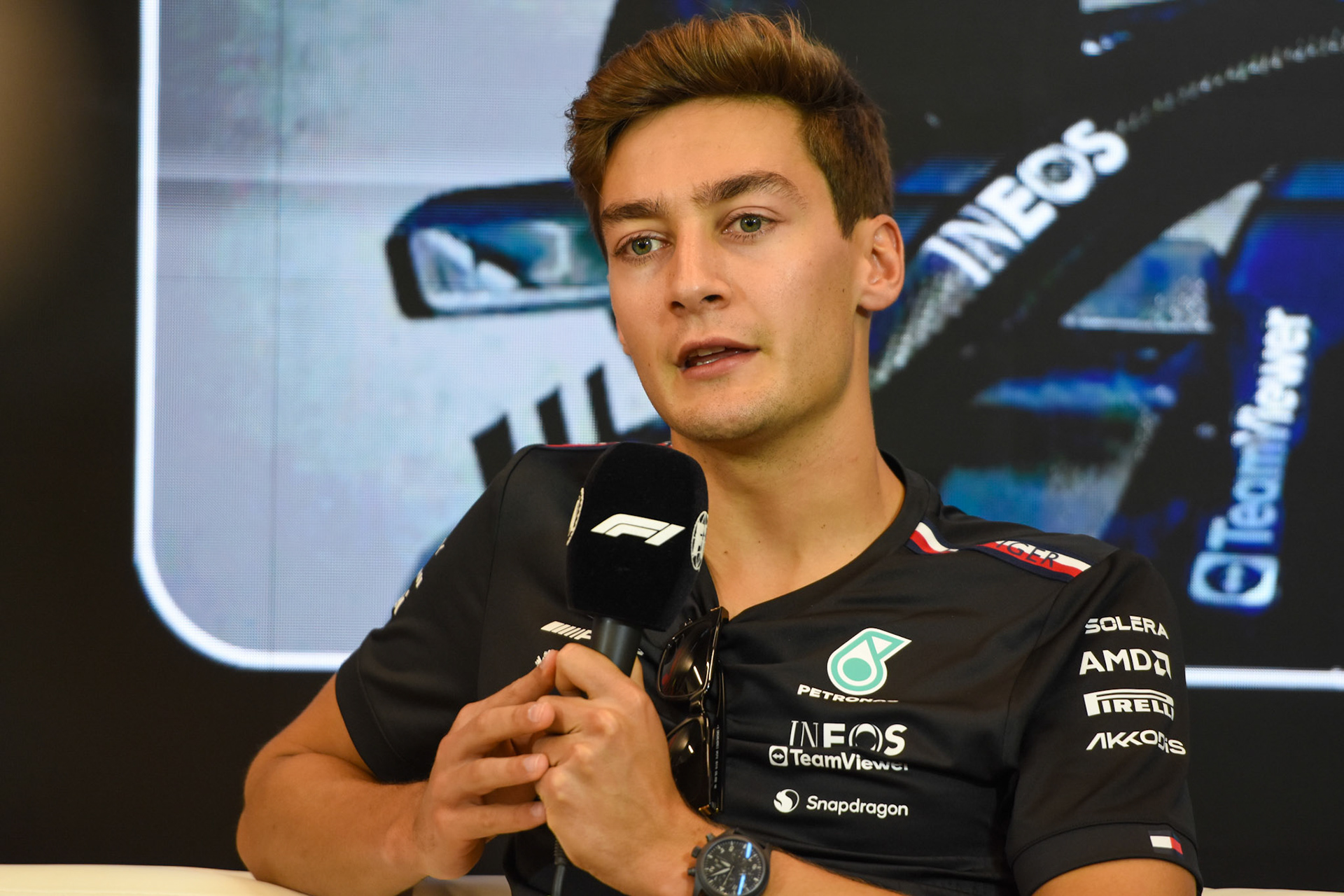 George Russell (GBR) Mercedes AMG F1 Team; Formel 1 GP Austria / Österreich. Donnerstag 29.06.2023