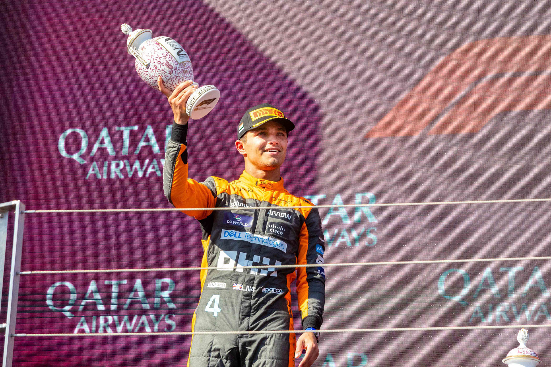 Lando Norris (GBR) Podium, McLaren F1 Team; Formel 1 GP Budapest / Ungarn. Sonntag, 23.07.2023
