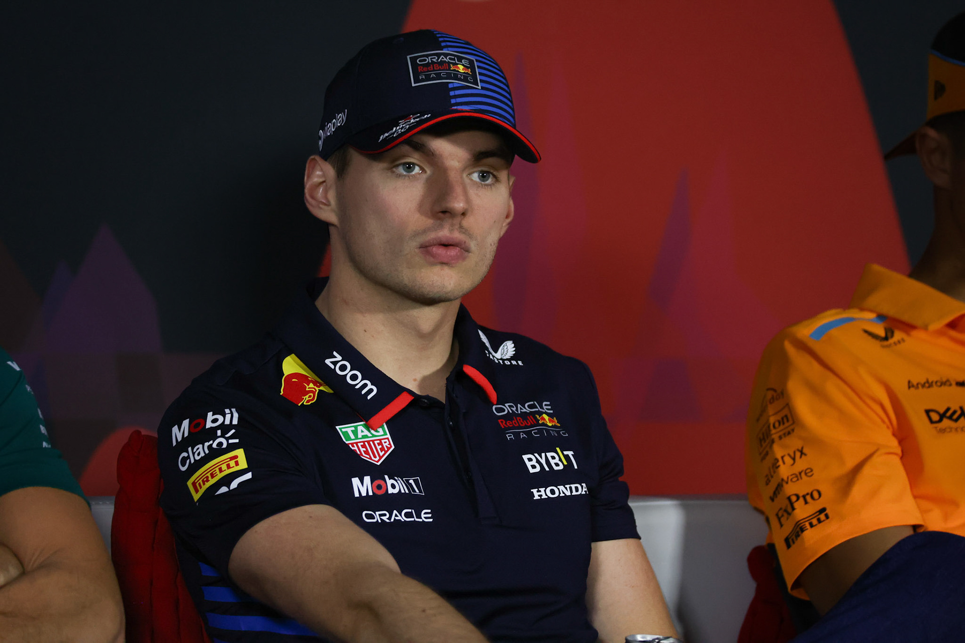 Max Verstappen #1, Oracle Red Bull Racing in der Pressekonferenz; Formel 1 GP Bahrain. Mittwoch 28.02.2024