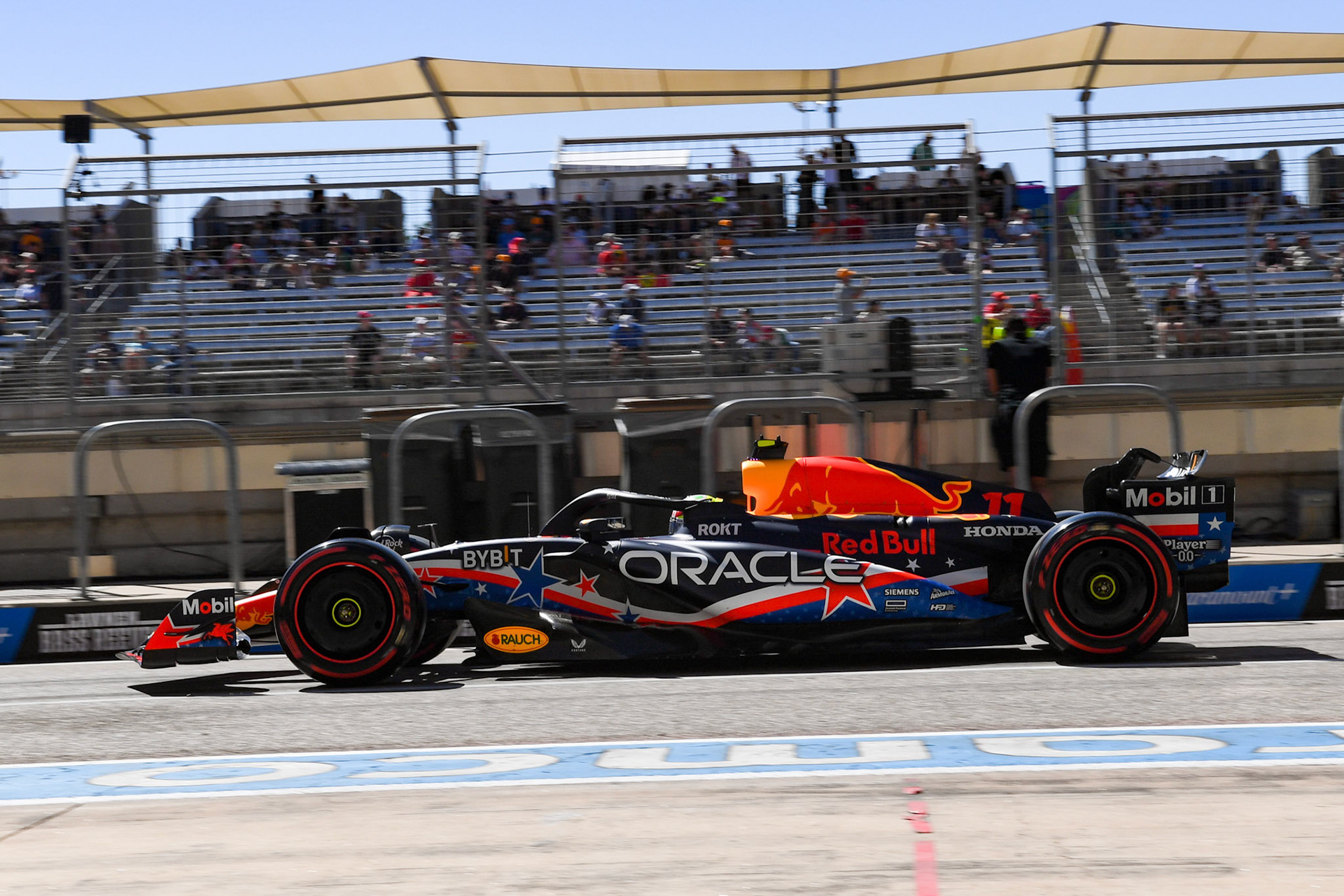 Sergio Perez (MEX) Red Bull Racing; Formel 1 GP USA Austin Texas. Samstag 21.10.2023