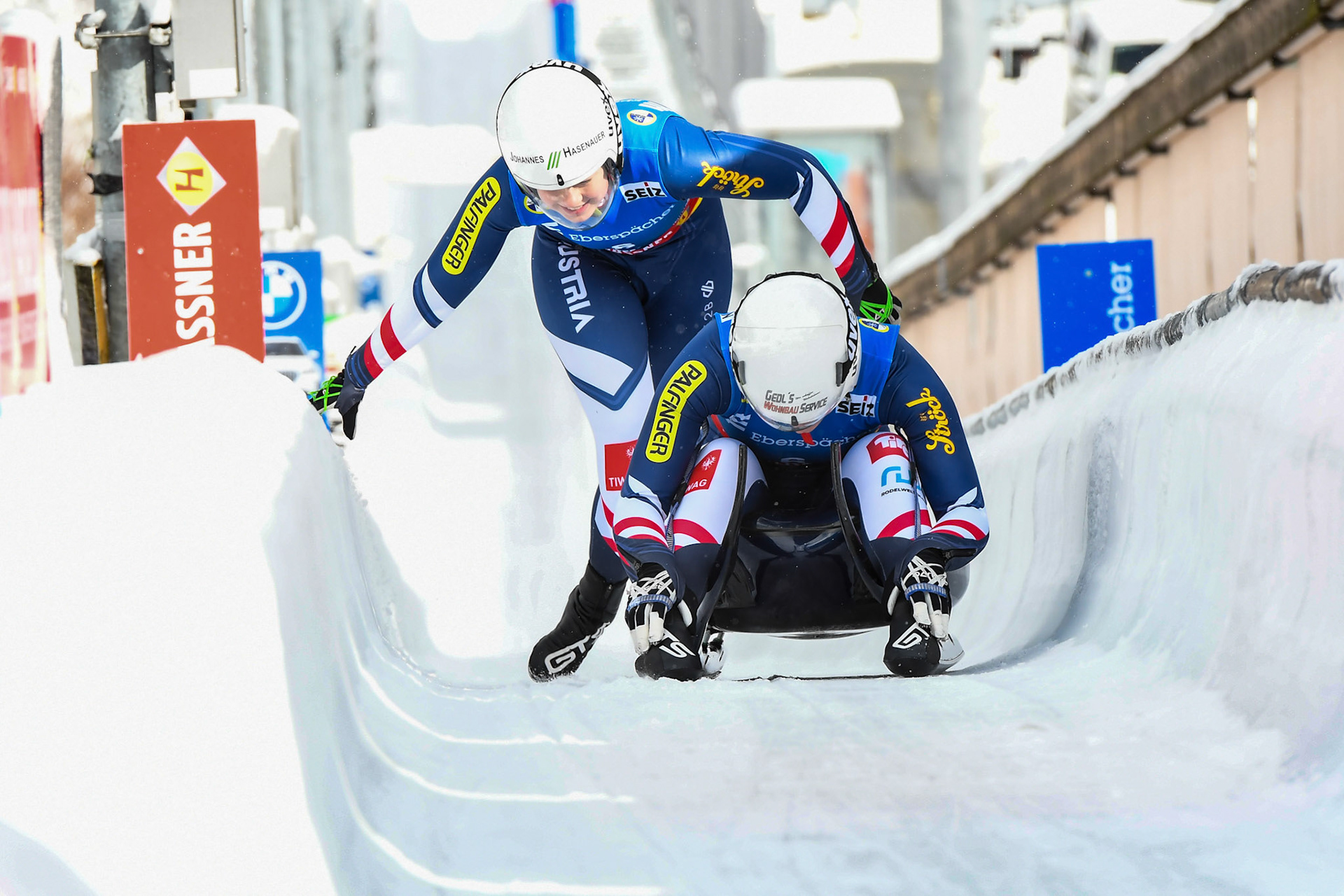 Selina Egle, Lara Michaela Kipp, AUT; Eberspächer Luge World Cup; Veltins Eisarena Winterberg 25.02.2023