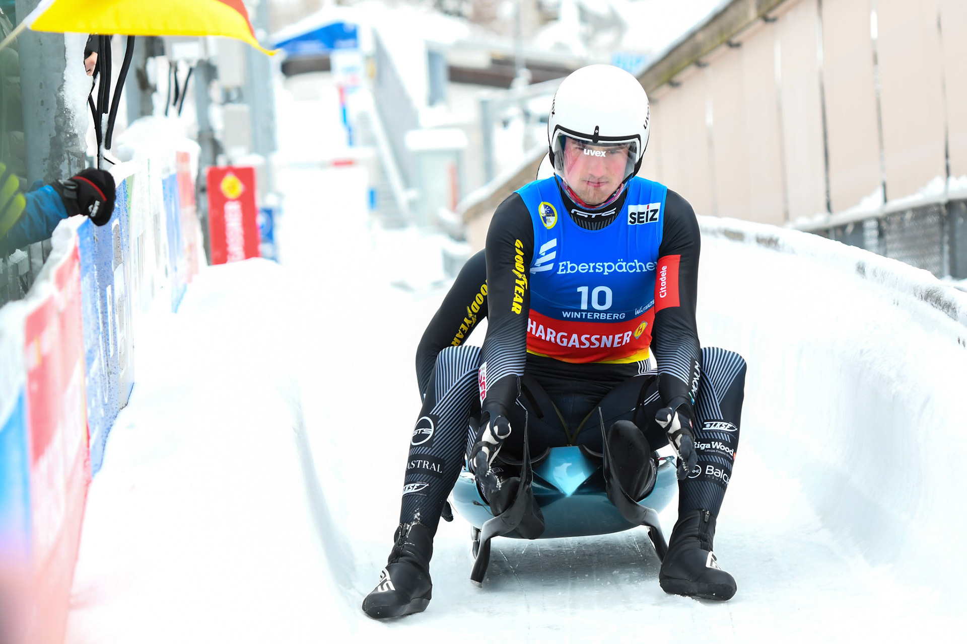 Eduards Sevics Mikelsevics, Lukass Krasts, LAT; Eberspächer Luge World Cup; Veltins Eisarena Winterberg 25.02.2023