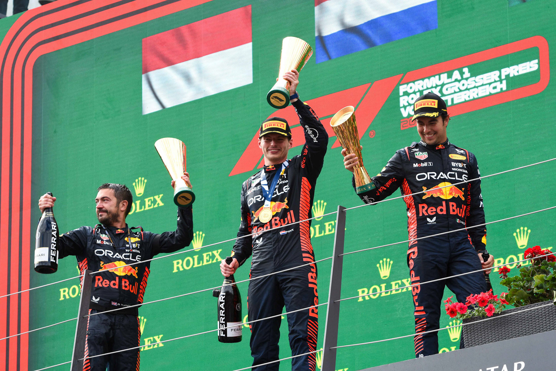 Siegerehrung, Podium; Formel 1 GP Austria / Österreich. Sonntag, 02.07.2023