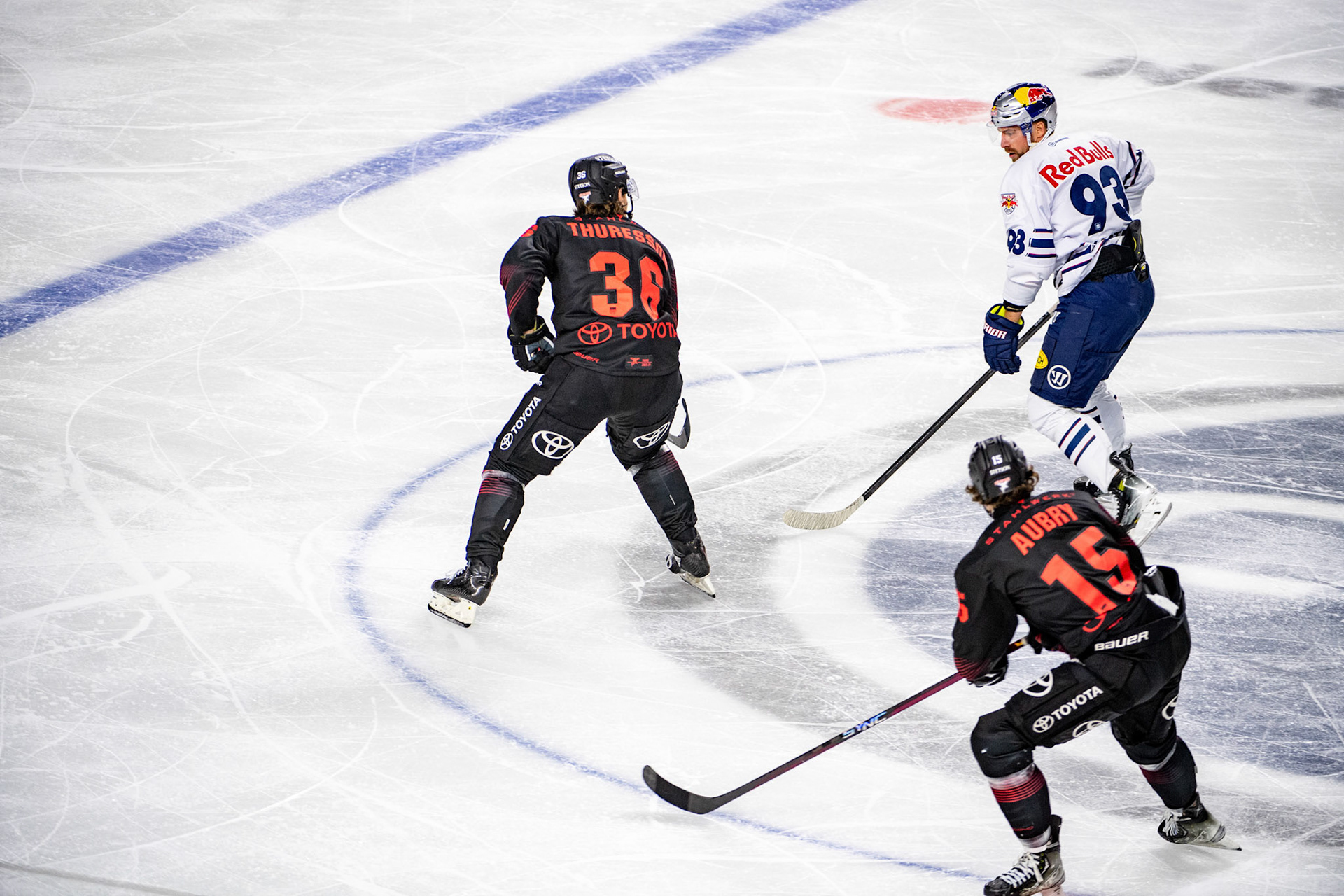 Andreas Thuresson, Louis Marc Aubry, Maximilian Kastner; DEL Kölner Haie - EHC Red Bull München, 05.01.2024