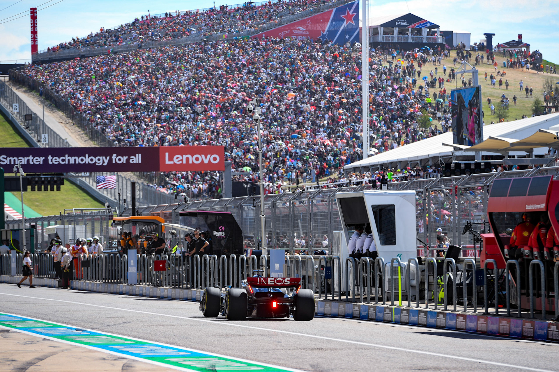 George Russell (GBR) Mercedes AMG F1 Team; Formel 1 GP USA Austin Texas. Sonntag 22.10.2023