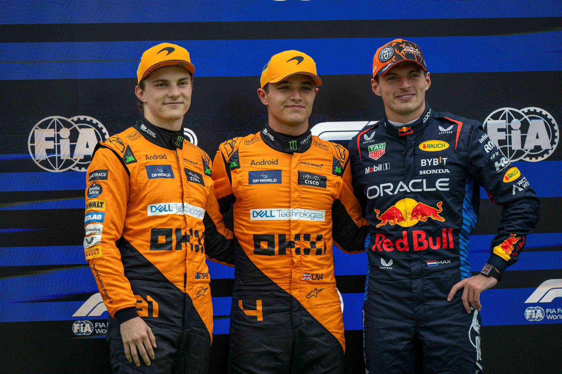 Oscar Piastri #81, McLaren Formula 1 Team und Lando Norris #4, McLaren Formula 1 Team und Max Verstappen #1, Oracle Red Bull Racing;Formel 1 Budapest / Ungarn, 20.07.2024