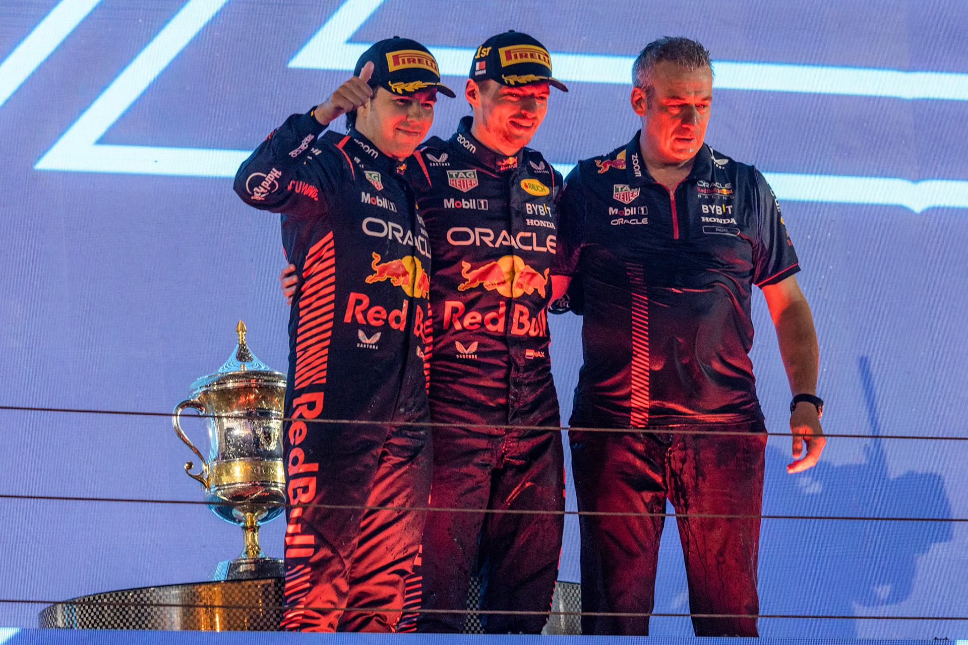 Max Verstappen (NED), Sergio Perez (MEX), Red Bull Racing; Formel 1 GP Bahrain. Sonntag 05.03.2023