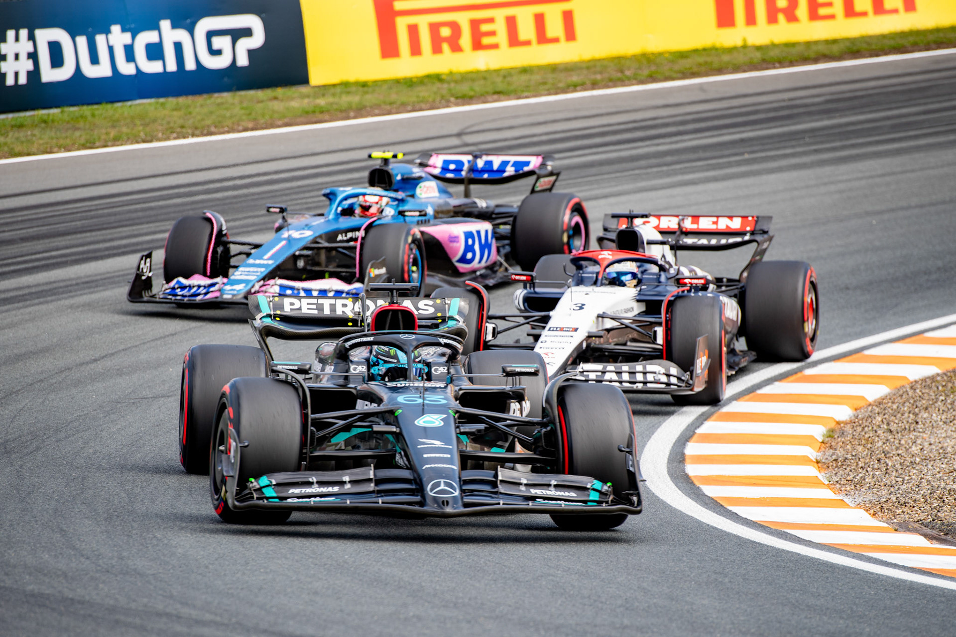 George Russell, Daniel Ricciardo, Pierre Gasly;  Formel 1 GP Holland / Zandvoort. Freitag, 25.08.2023