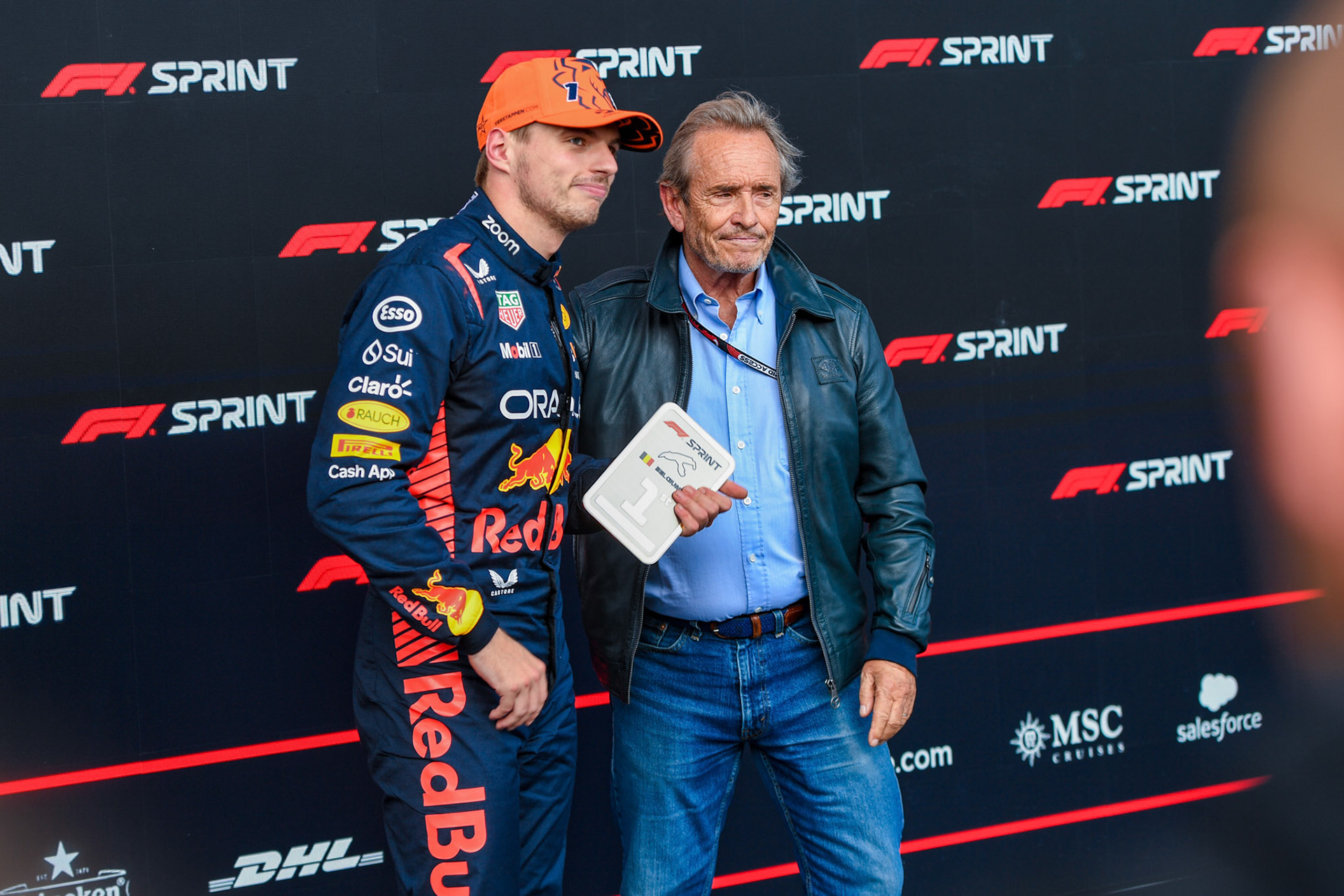 Max Verstappen (NED) Red Bull Racing und Jacky Ickx;Formel 1 GP Spa Francorchamps/ Belgien. Samstag, 29.07.2023