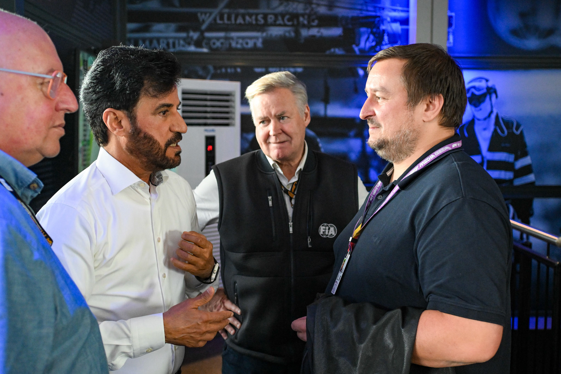 Mohammed bin Sulayem im Interview mit Christian Nimmervoll; Formel 1 GP Spa Francorchamps/ Belgien. Samstag, 29.07.2023