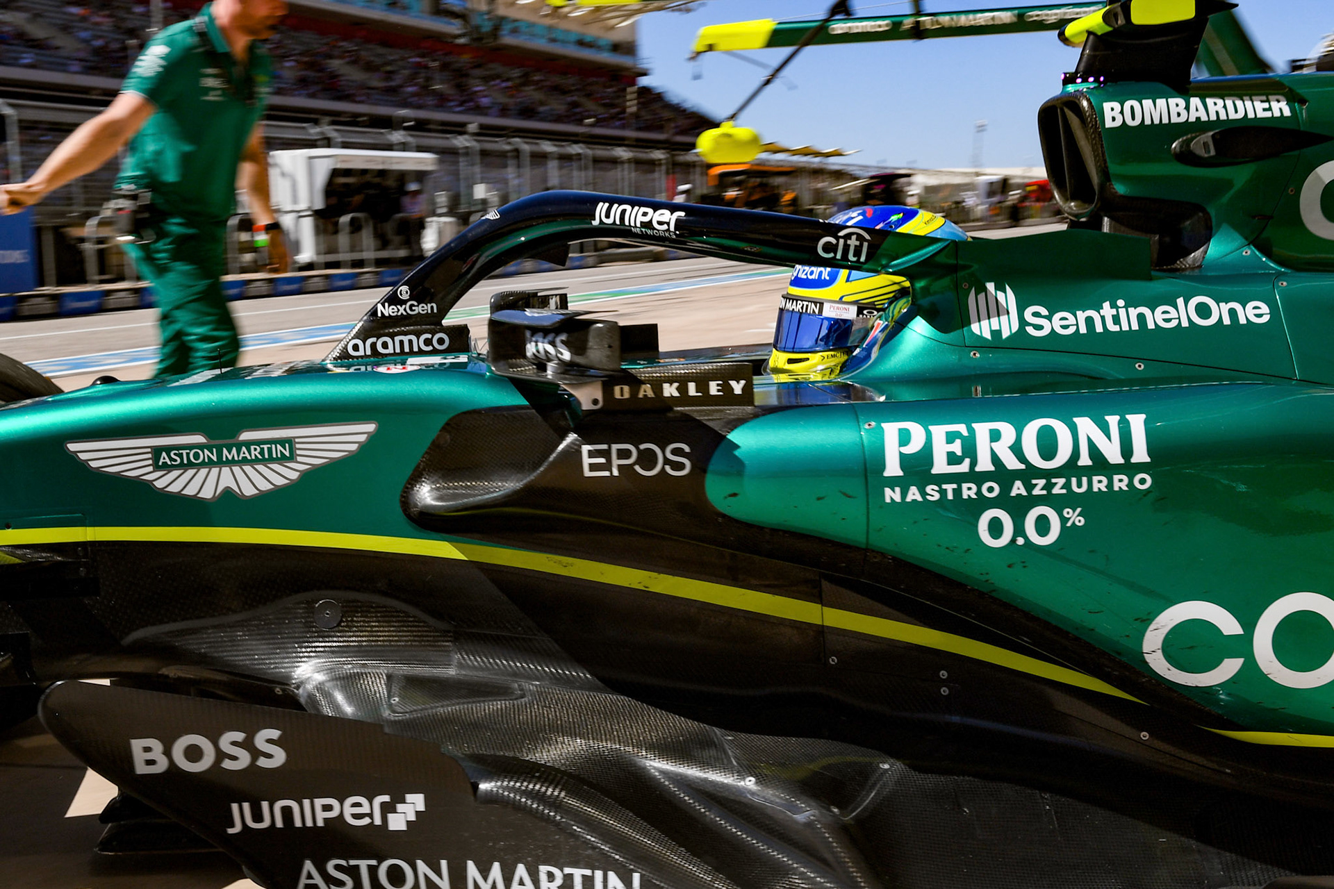 Fernando Alonso (ESP) Aston Martin Formula One Team; Formel 1 GP USA Austin Texas. Samstag 21.10.2023