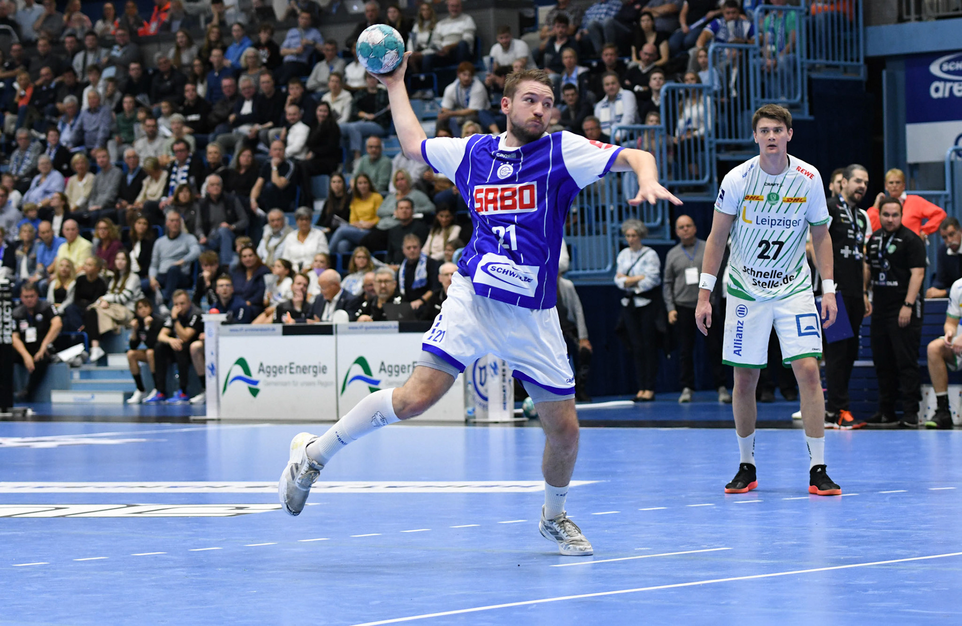Dominik Mappes #21; Handball Bundesliga; VfL Gummersbach - SCDHFK Leipzig 09.10.2022