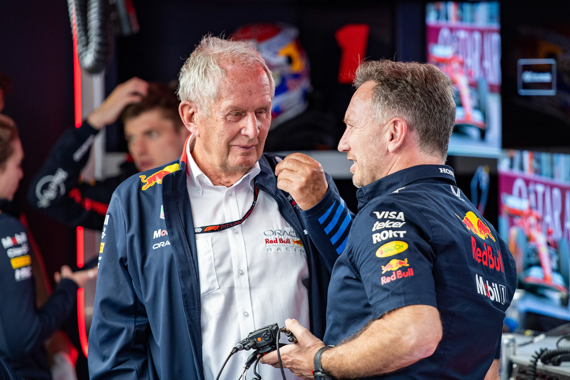 Dr. Helmut Marko und Christian Horner, Oracle Red Bull Racing; Formel1 GP Monaco Freitag, 24.05.2024