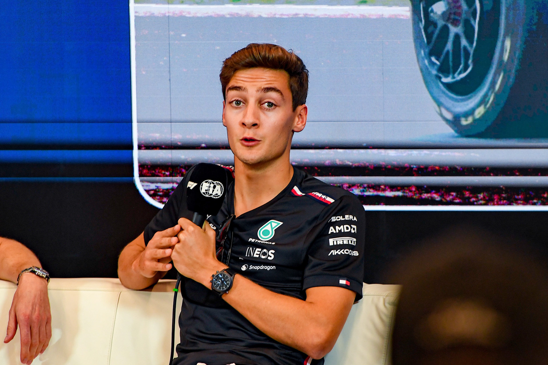 George Russell (GBR) Mercedes AMG F1 Team; Formel 1 GP Austria / Österreich. Donnerstag 29.06.2023