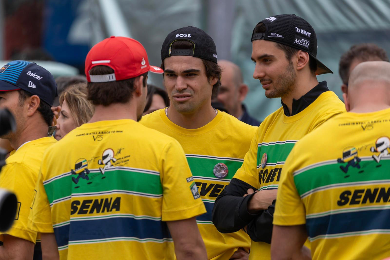 Lance Stroll #18, Aston Martin Aramco F1 Team, Esteban Ocon #31, BWT Alpine F1 Team, Charles Leclerc #16, Scuderia Ferrari; F1 GP Imola / Italien Donnerstag, 16.05.2024