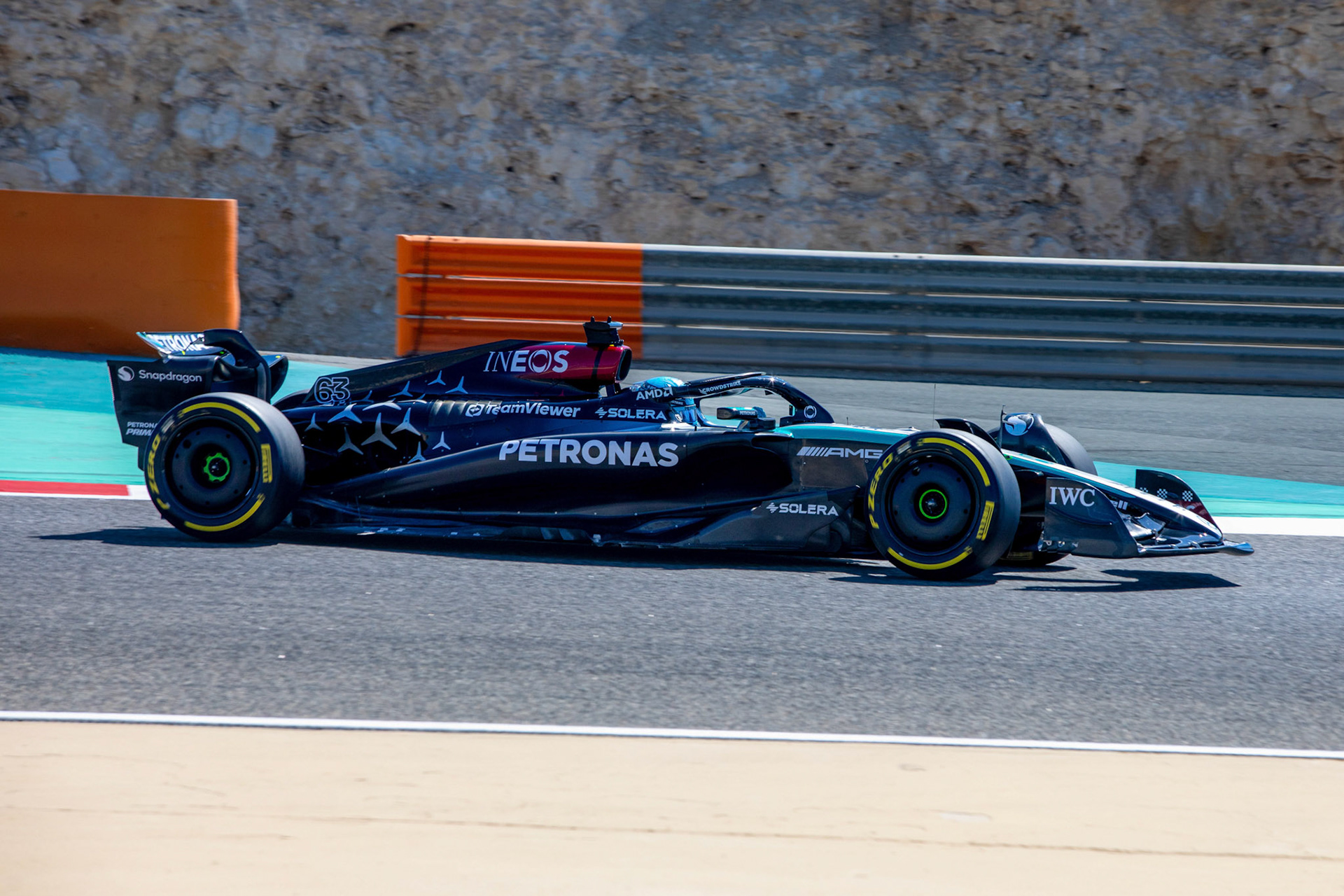 George Russell #63, Mercedes-AMG Petronas F1 Team; Formel 1 Pre-Season Tests Bahrain. Mittwoch, 21.02.2024