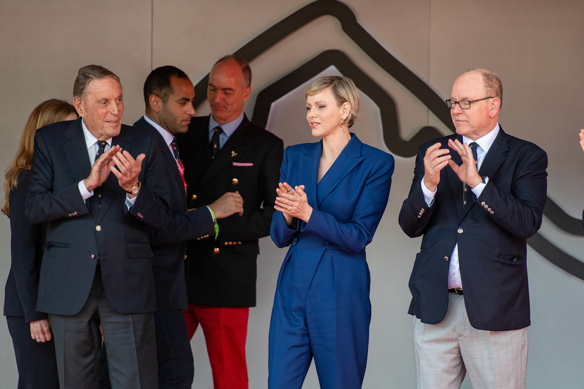 Fürst Albert II. von Monaco und Charlène von Monaco bejubeln den Sieg von Charles Leclerc; Formel1 GP Monaco Sonntag, 26.05.2024