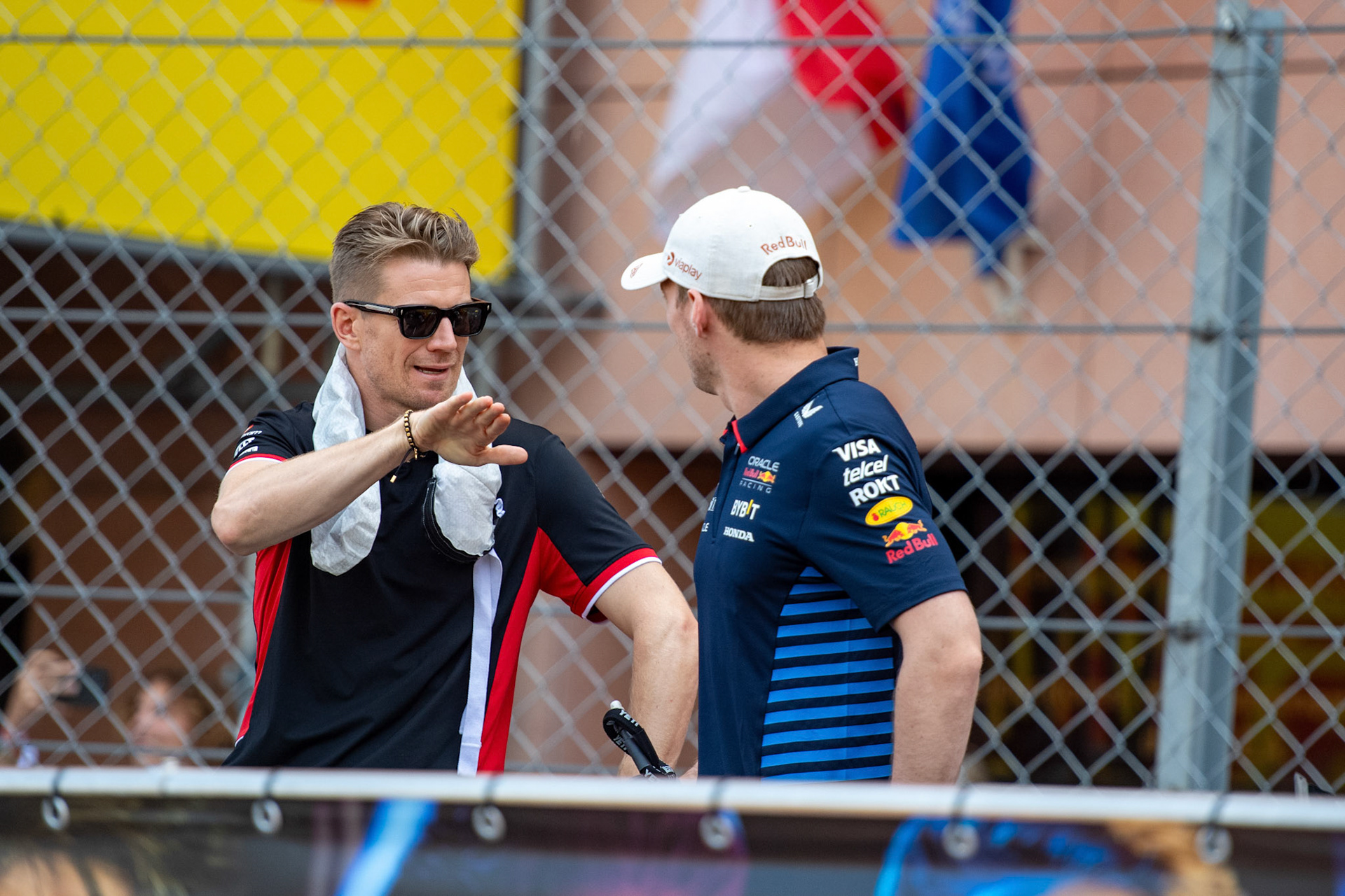 Nico Hülkenberg #27, MoneyGram Haas F1 Team und Max Verstappen #1, Oracle Red Bull Racing; Formel1 GP Monaco Sonntag, 26.05.2024