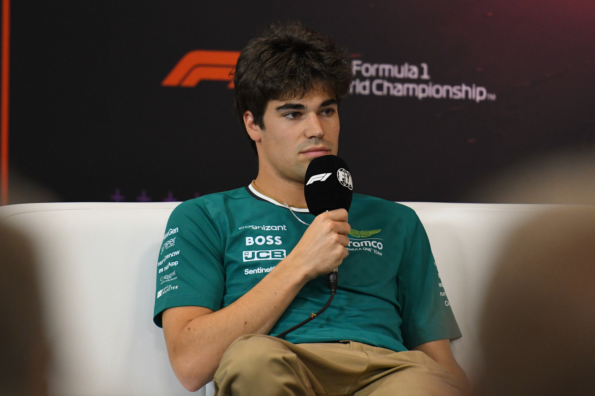 Lance Stroll #18, Aston Martin Aramco F1 Team in der Pressekonferenz;Formel 1 GP Spa / Belgien. Donnerstag, 25.07.2024
