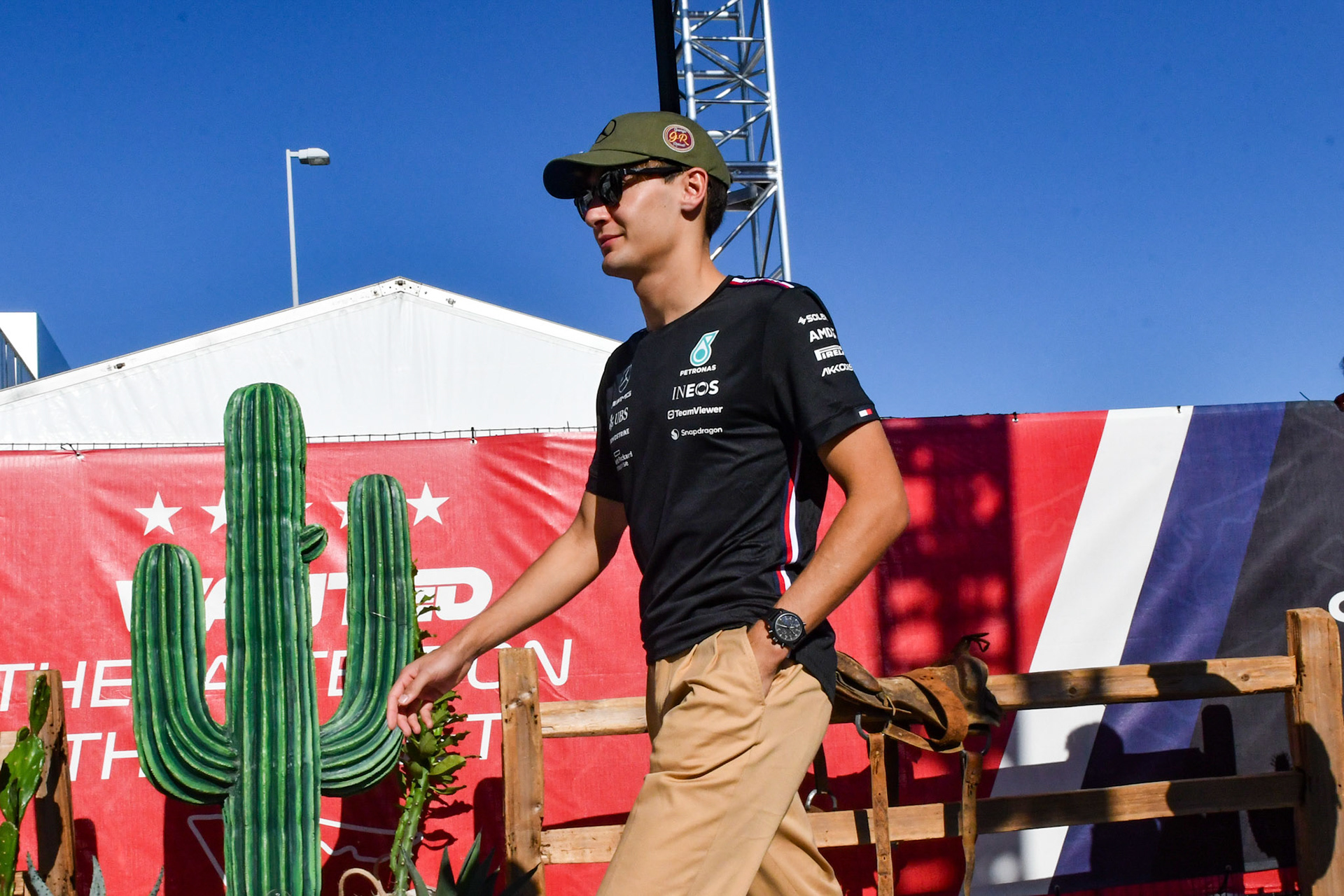 George Russell (GBR) Mercedes AMG F1 Team; Formel 1 GP USA Austin Texas. Freitag 20.10.2023
