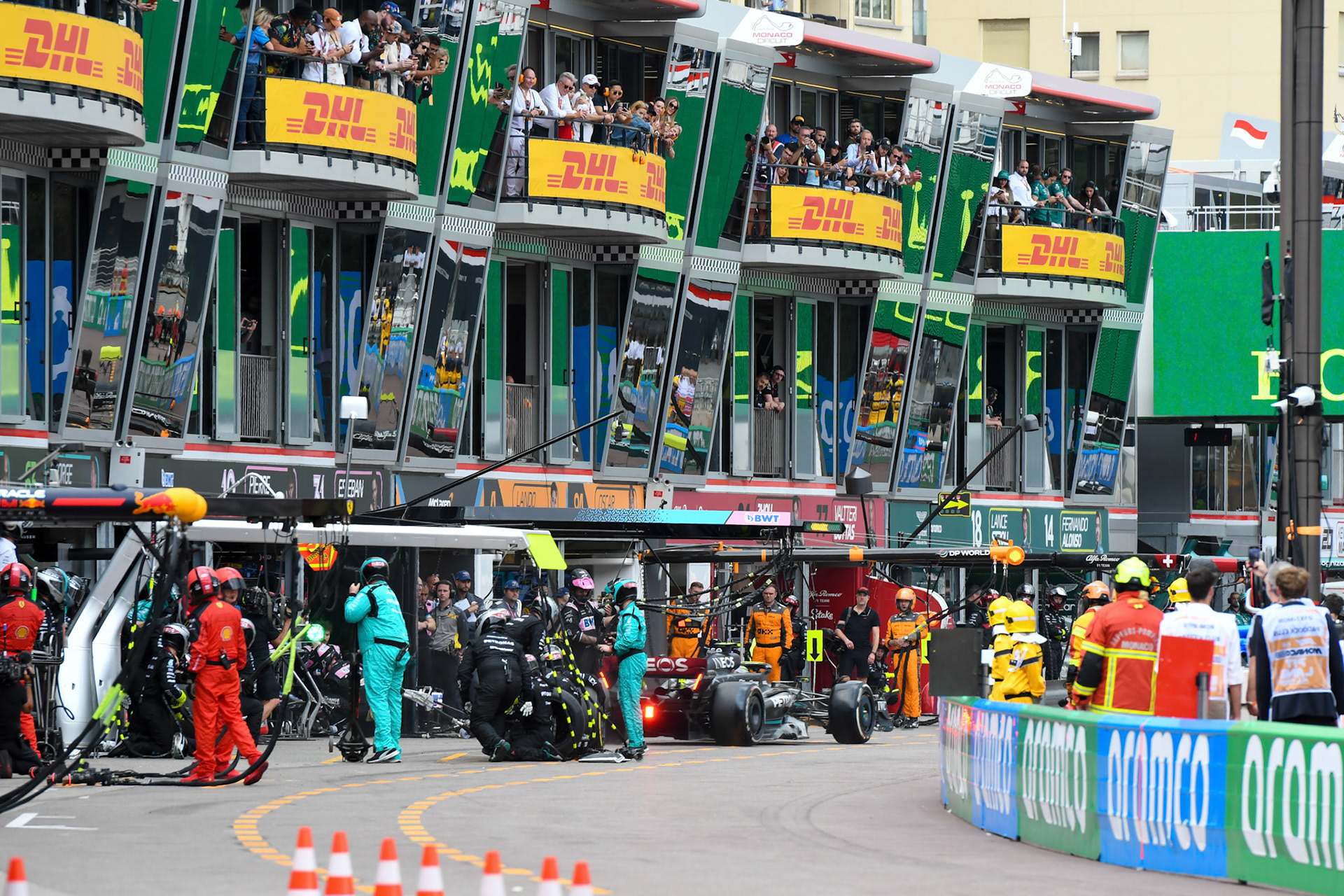 Boxenstop Mercedes AMG F1 Team; Formel 1 GP Monaco. Sonntag 28.05.2023