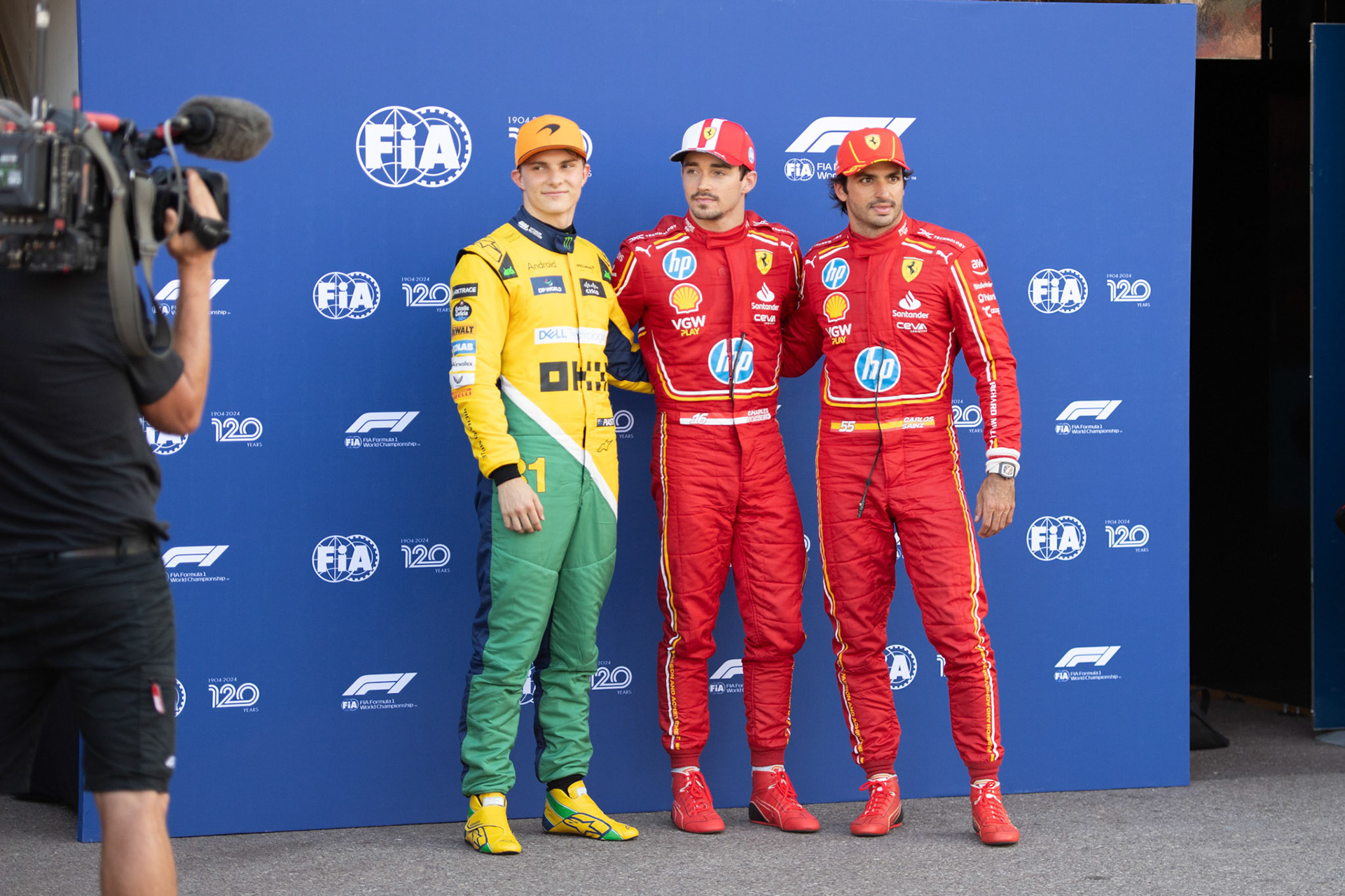 Oscar Piastri #81, McLaren Formula 1 Team und Charles Leclerc #16, Scuderia Ferrari und Carlos Sainz #55, Scuderia Ferrari; Formel1 GP Monaco Samstag, 25.05.2024