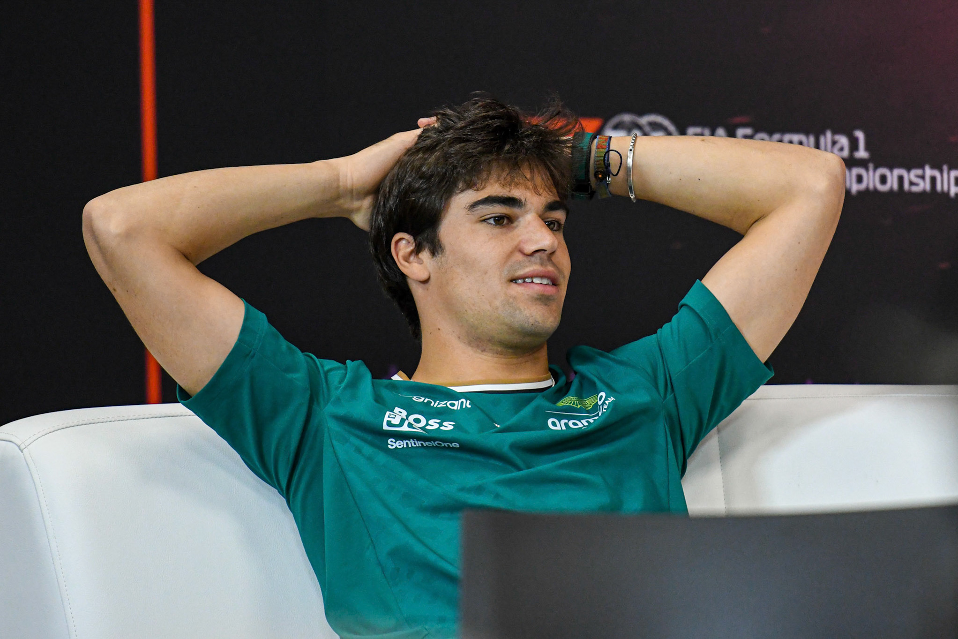 Lance Stroll #18, Aston Martin Aramco F1 Team in der Pressekonferenz;Formel 1 GP Spa / Belgien. Donnerstag, 25.07.2024