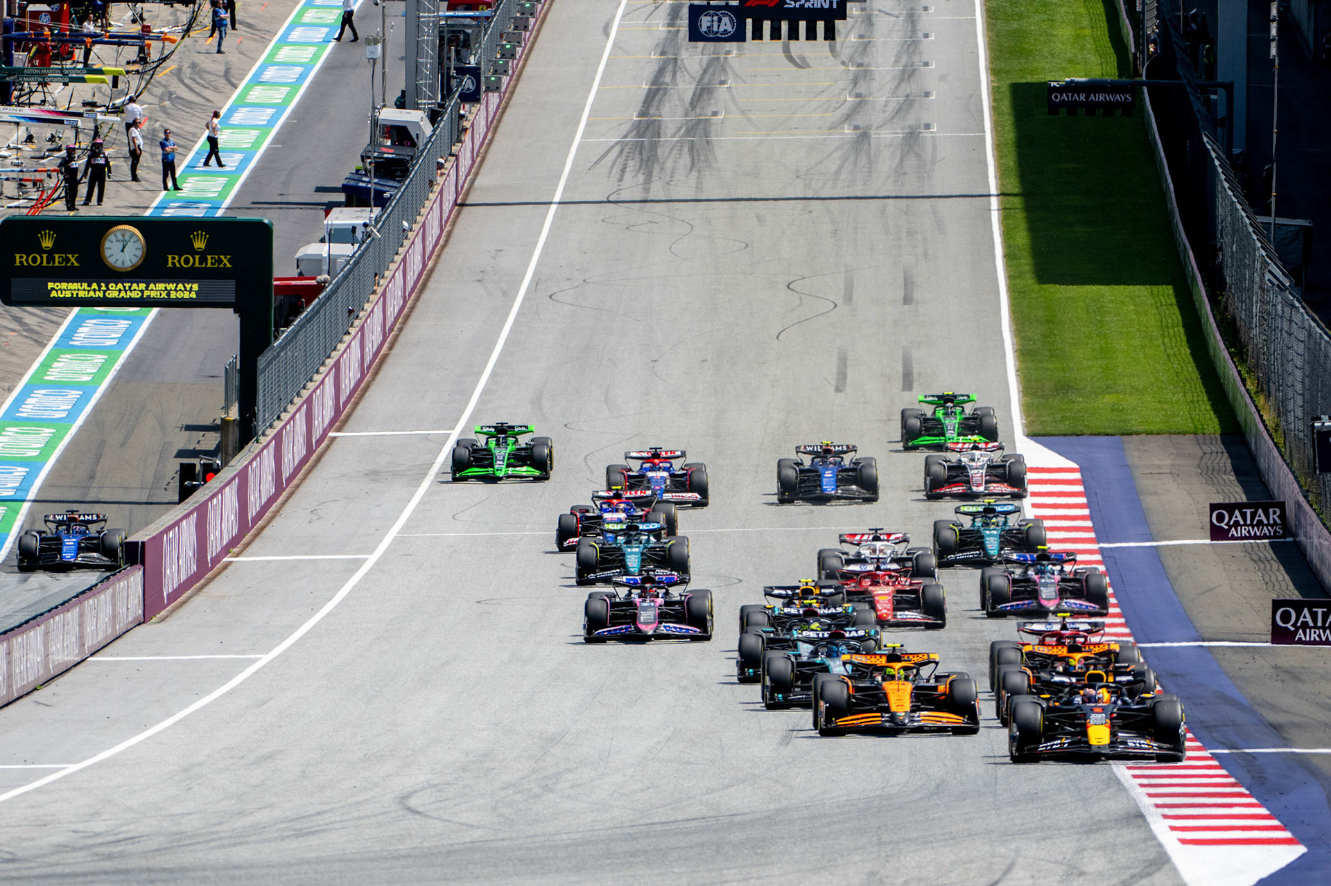 Rennstart zum Sprintrennen;Formel 1 GP Austria / Österreich. Samstag, 29.06.2024