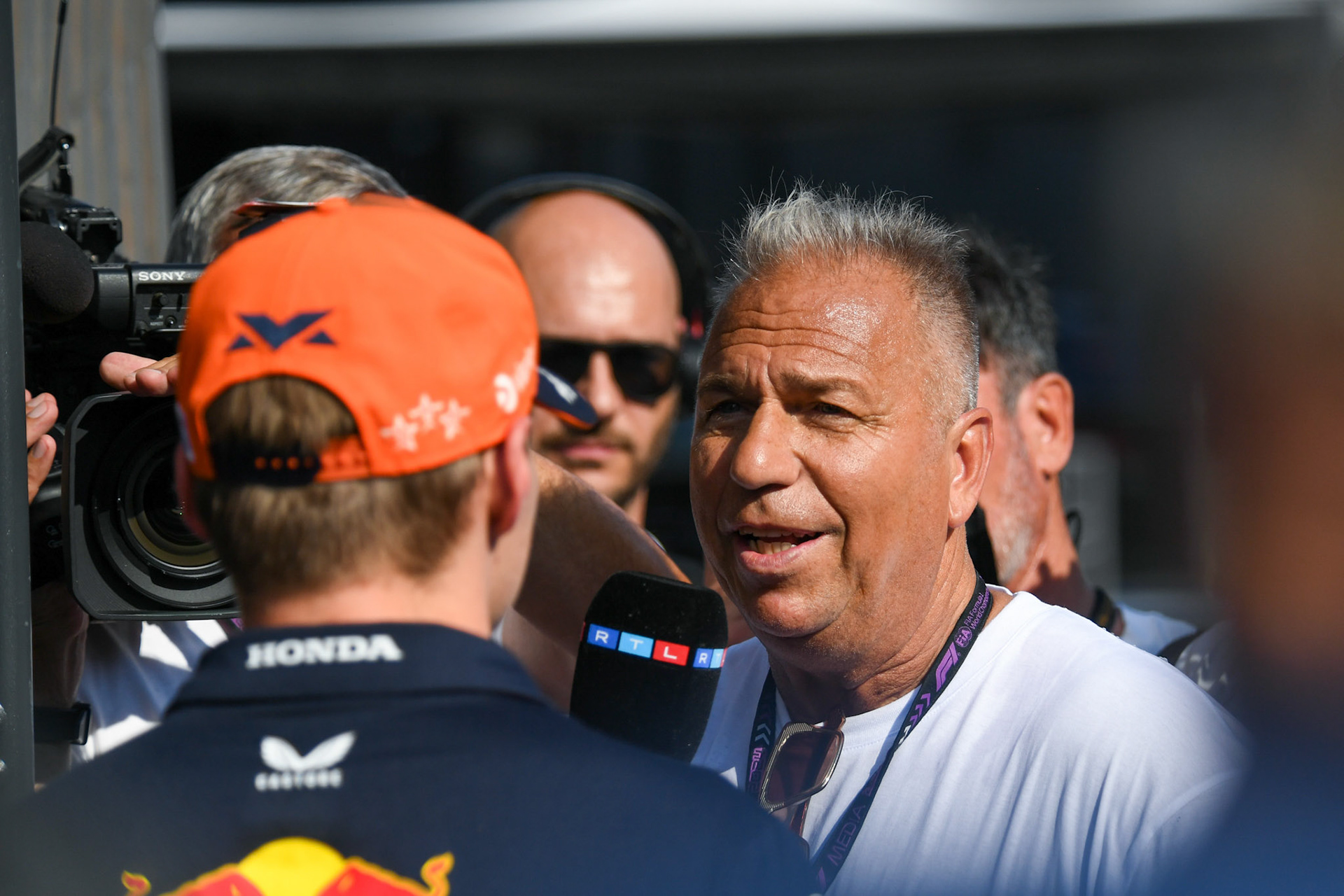 Kai Ebel, RTL im Interview mit Max Verstappen #1, Oracle Red Bull Racing;Formel 1 Budapest / Ungarn, 20.07.2024