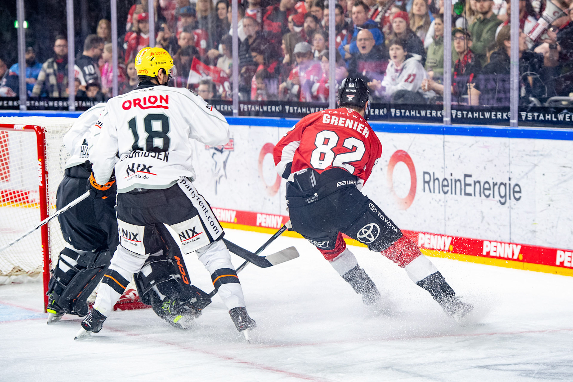Alexandre Grenier, Markus Lauridsen; DEL Kölner Haie - Frankfurter Löwen, 16.02.2024