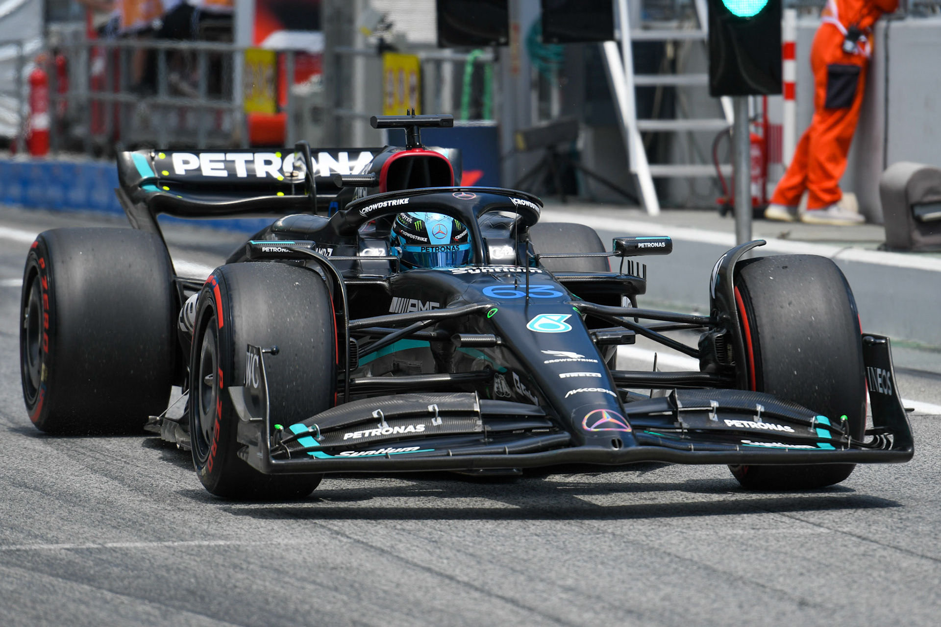 George Russell (GBR) Mercedes AMG F1 Team; Formel 1 GP Barcelona. Freitag 02.06.2023