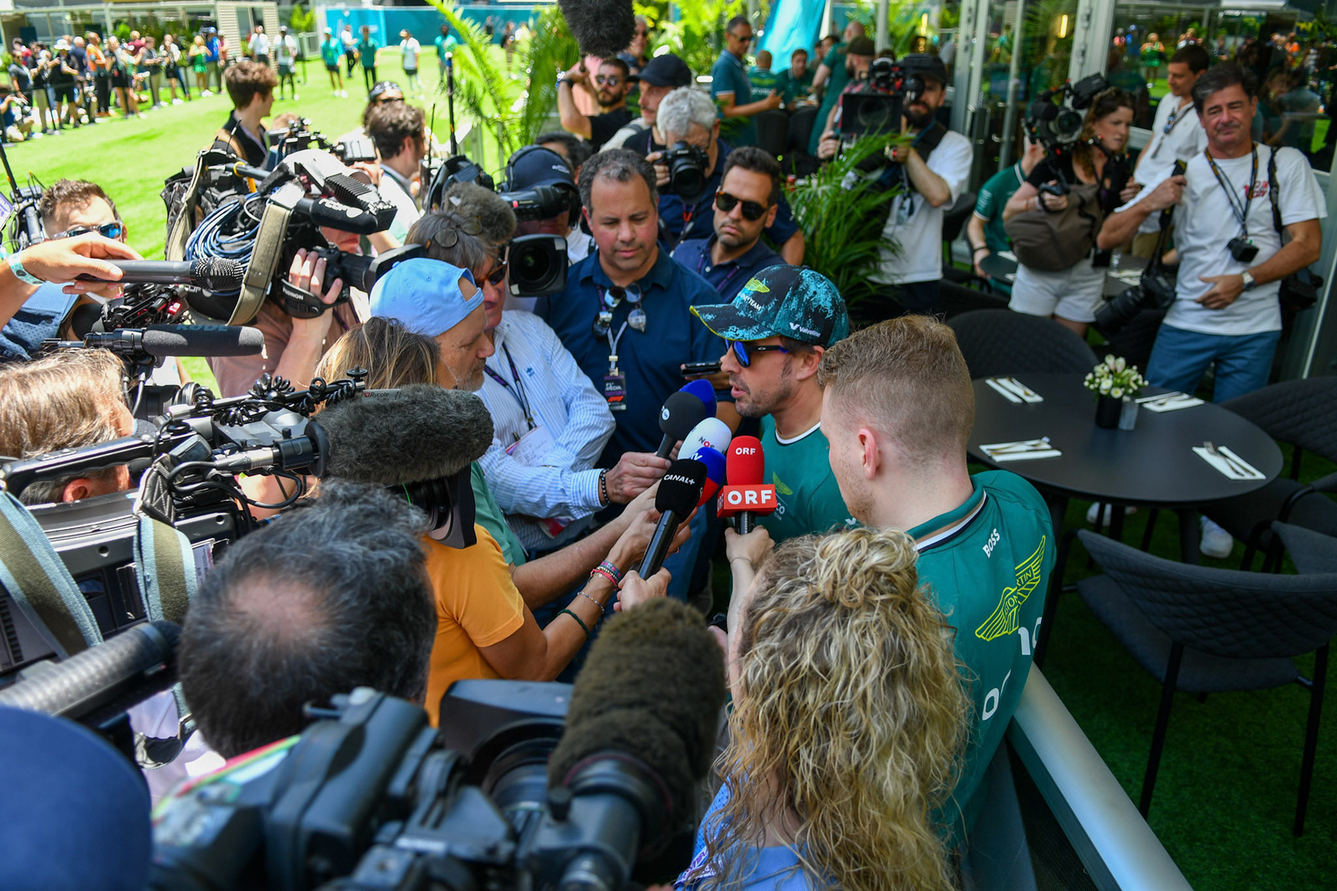 Fernando Alonso #14, Aston Martin Aramco F1 Team im Interview; Formel 1 GP Miami / USA. 04.05.2024