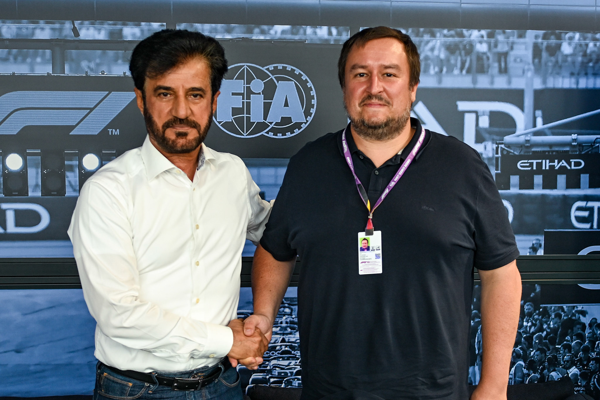 Mohammed bin Sulayem im Interview mit Christian Nimmervoll; Formel 1 GP Spa Francorchamps/ Belgien. Samstag, 29.07.2023