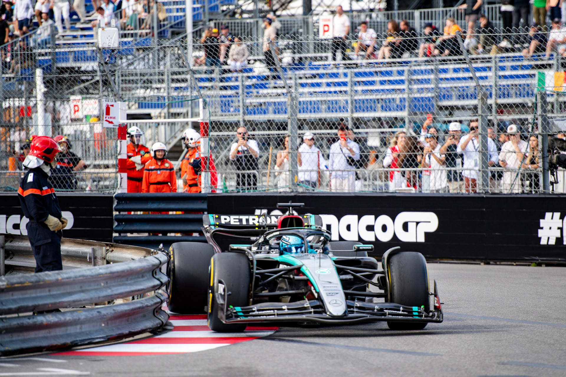 George Russell #63, Mercedes-AMG Petronas F1 Team; Formel1 GP Monaco Freitag, 24.05.2024
