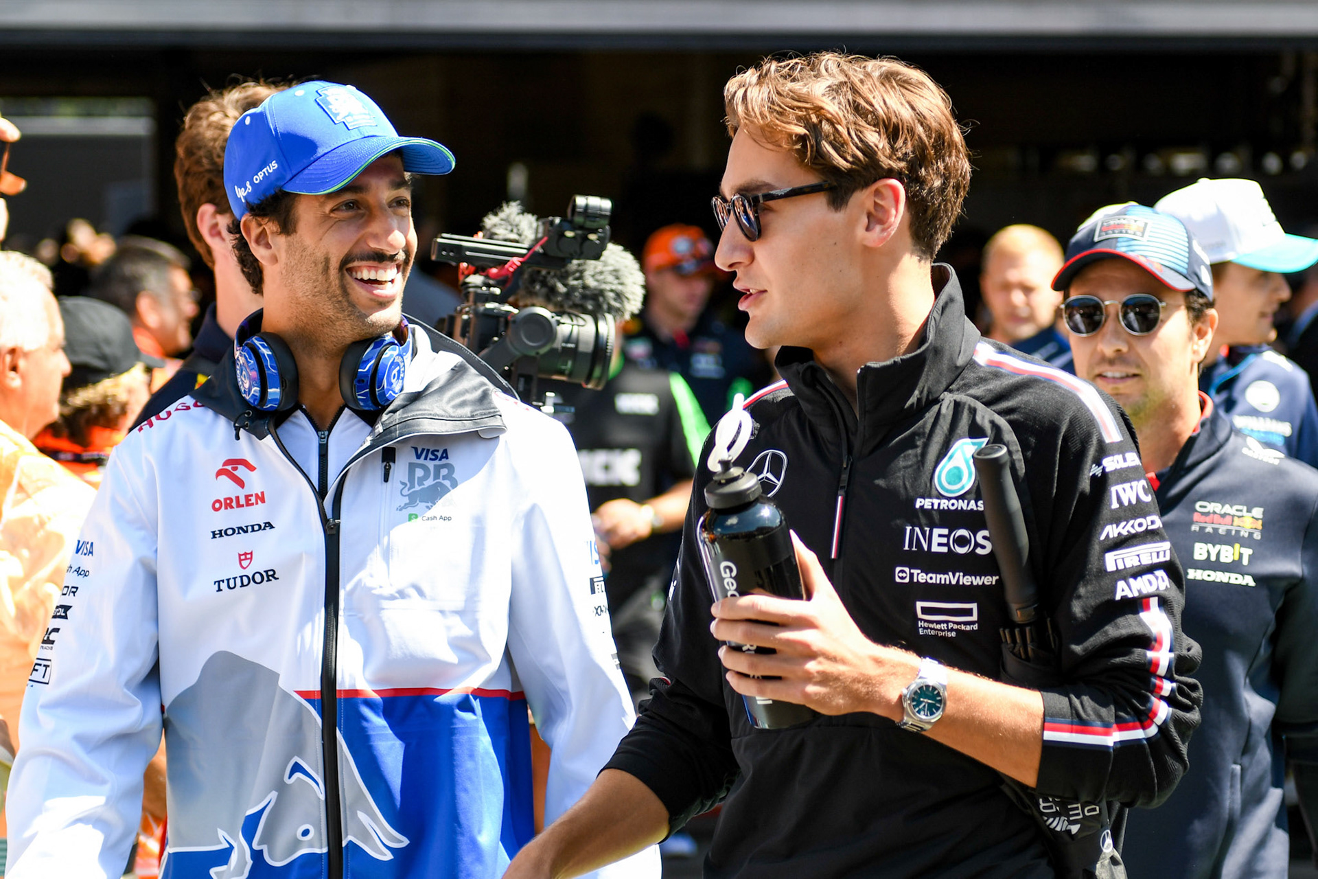 Daniel Ricciardo, #3, Visa Cash App RB Formula One Team und George Russell #63, Mercedes-AMG Petronas F1 Team;Formel 1 GP Spa / Belgien. Sonntag, 28.07.2024