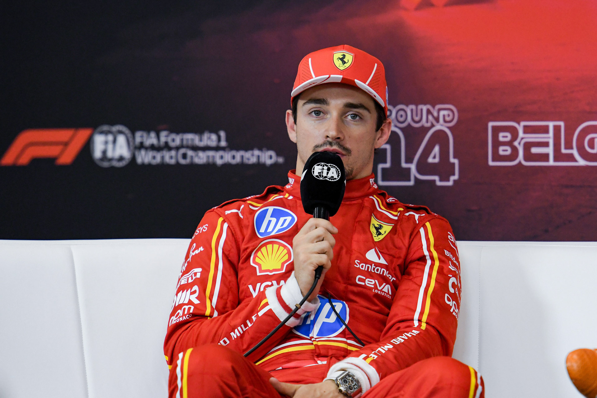 Charles Leclerc #16, Scuderia Ferrari in der Pressekonferenz;Formel 1 GP Spa / Belgien. Samstag, 27.07.2024