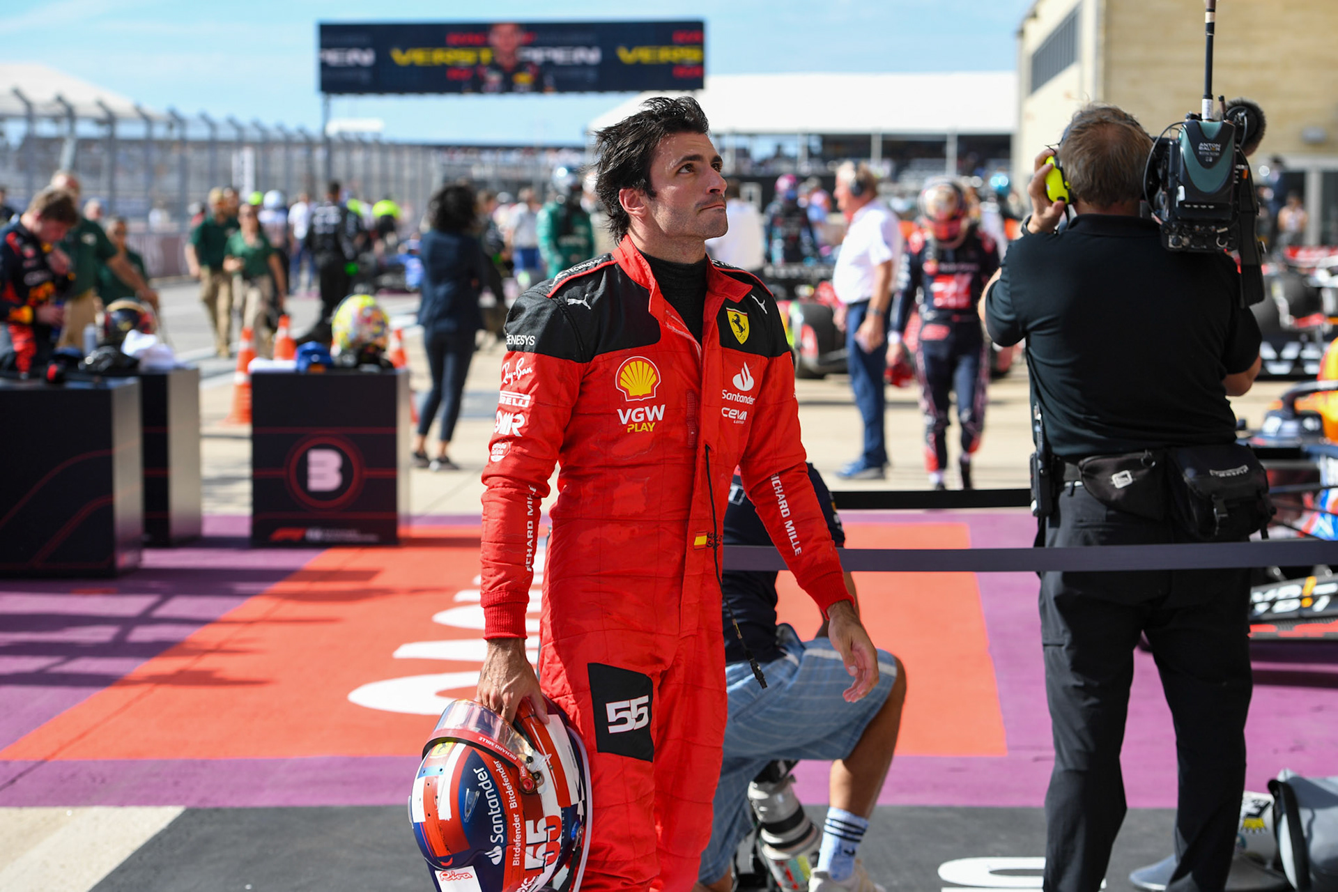 Carlos Sainz (ESP) Scuderia Ferrari; Formel 1 GP USA Austin Texas. Sonntag 22.10.2023