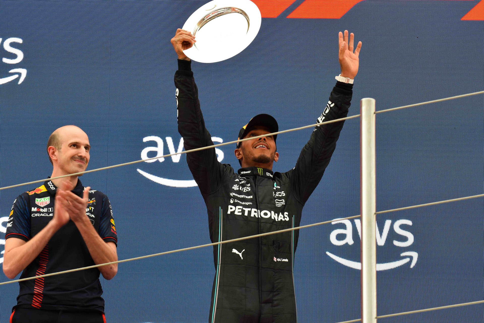 Lewis Hamilton (GBR) Mercedes AMG F1 Team Podium; Formel 1 GP Barcelona. Sonntag 04.06.2023