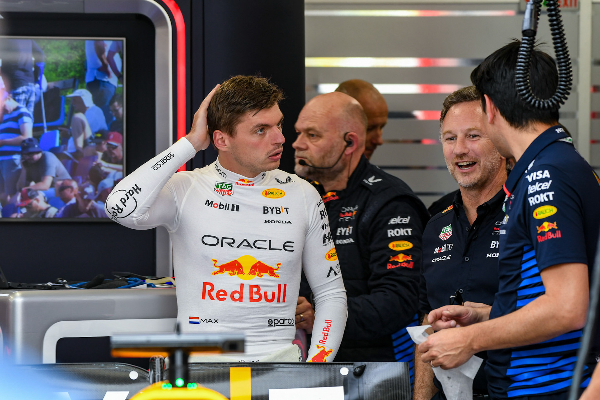 Max Verstappen #1, Oracle Red Bull Racing und Christian Horner, Teamchef Oracle Red Bull Racing;Formel 1 Budapest / Ungarn, 20.07.2024
