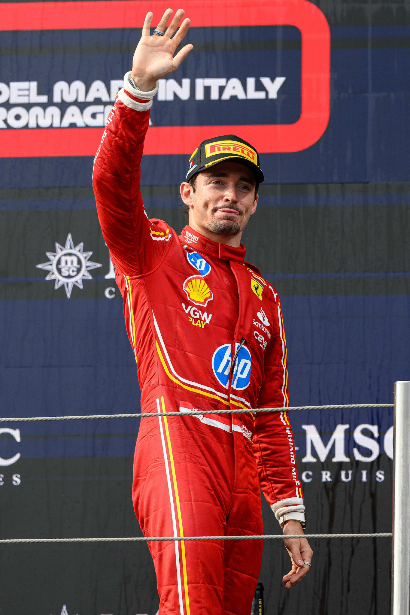 Charles Leclerc #16, Scuderia Ferrari auf dem Podium.; F1 GP Imola / Italien Sonntag, 19.05.2024