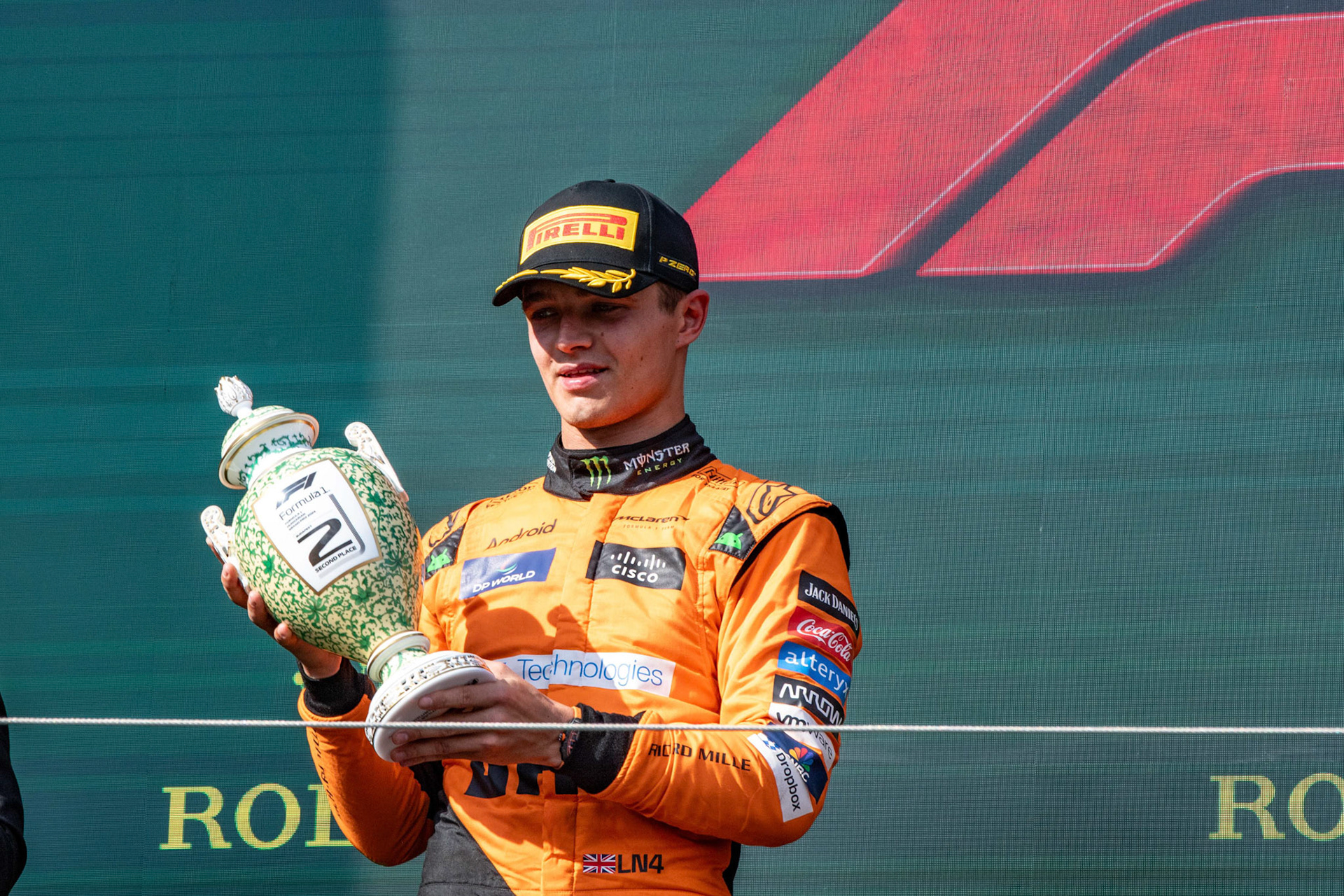 Lando Norris #4, McLaren Formula 1 Team auf dem Podium.;Formel 1 Budapest / Ungarn