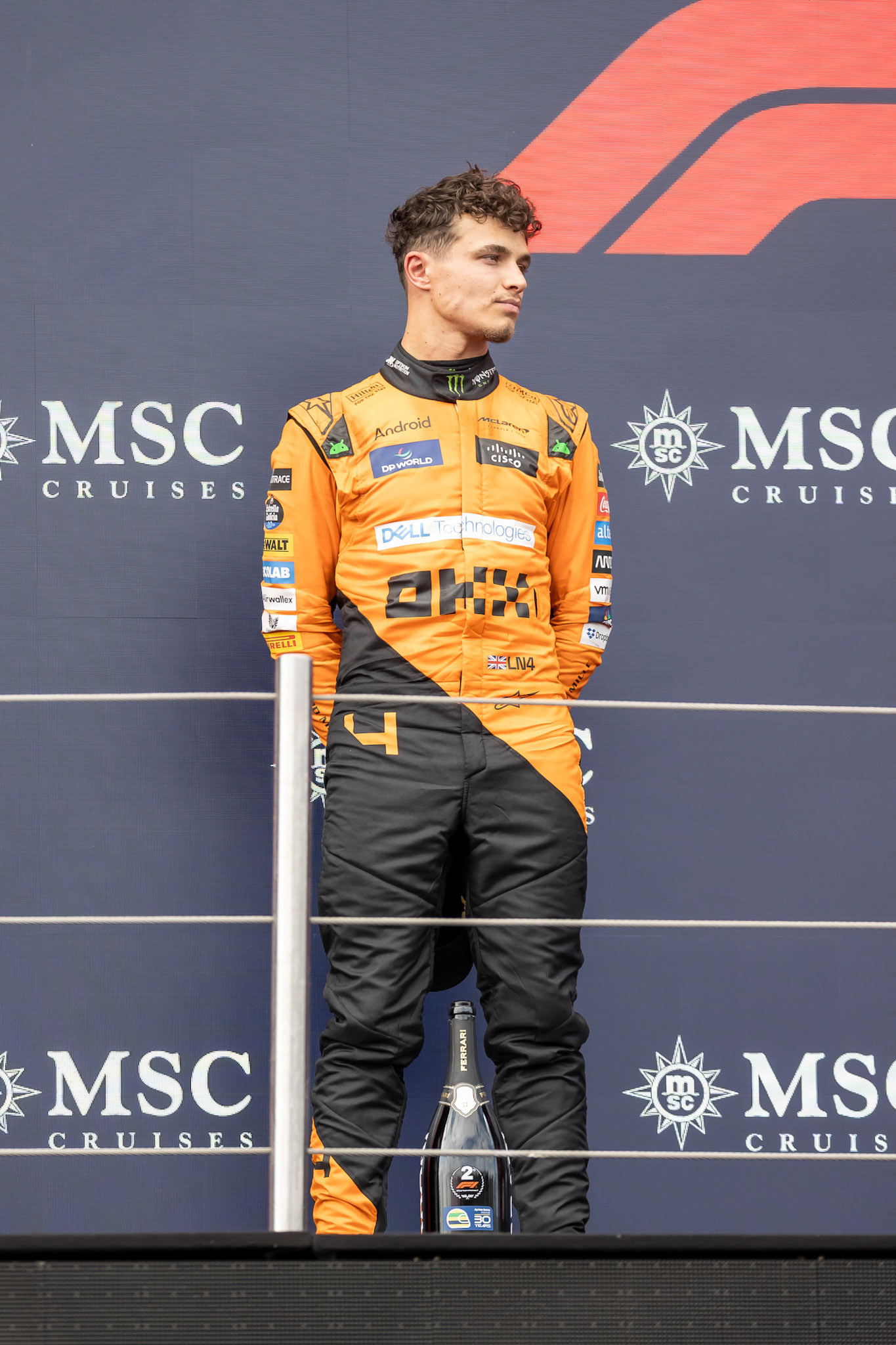 Lando Norris #4, McLaren Formula 1 Team auf dem Podium.; F1 GP Imola / Italien Sonntag, 19.05.2024