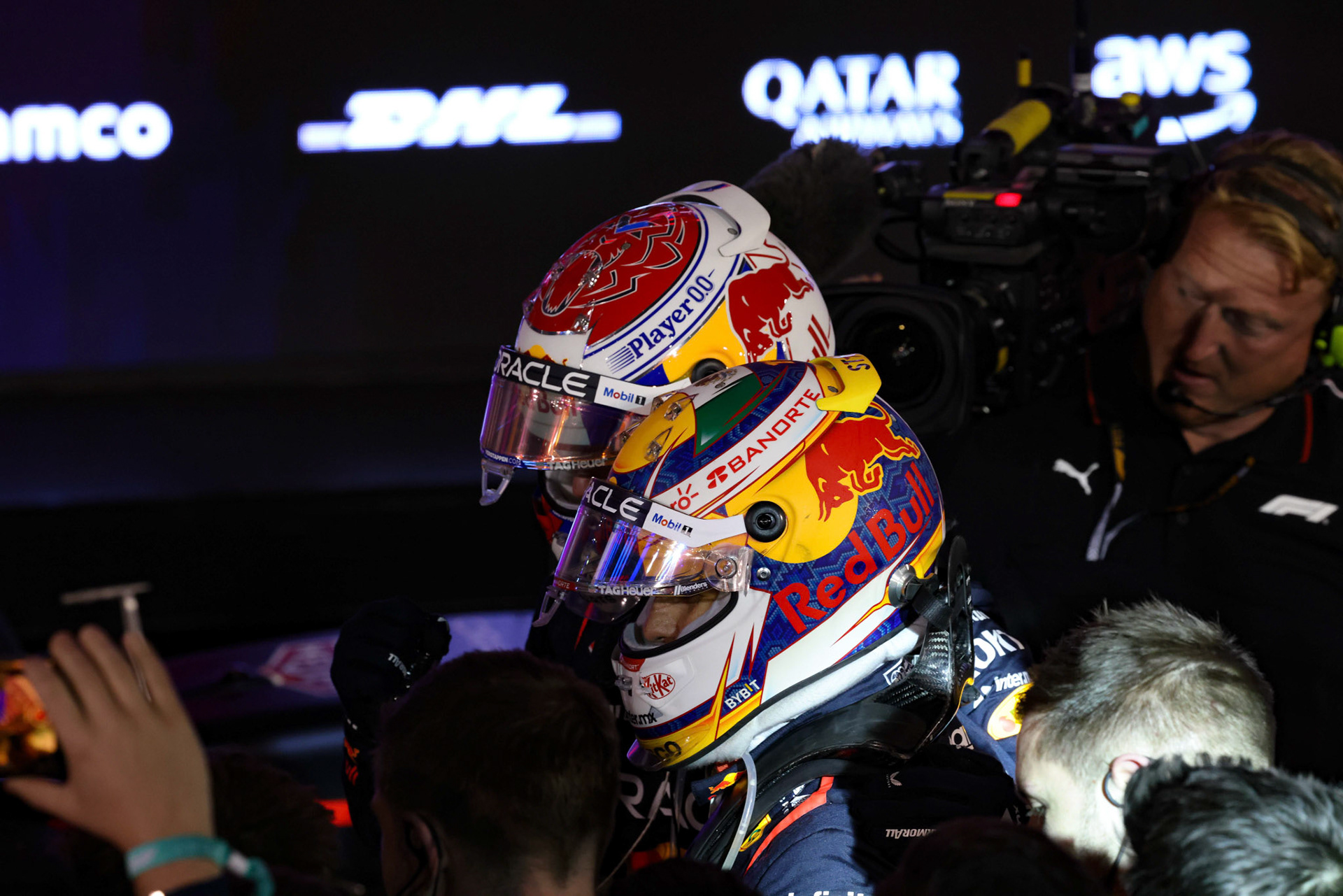 Max Verstappen #1, Oracle Red Bull Racing, GSergio Perez #11, Oracle Red Bull Racing; Formel 1 GP Bahrain. Samstag 02.03.2024