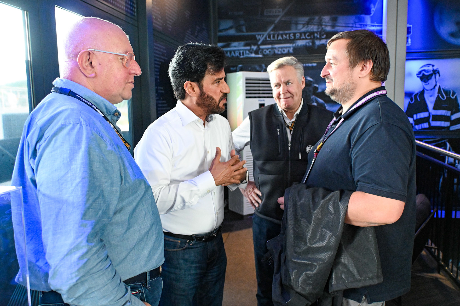 Mohammed bin Sulayem im Interview mit Christian Nimmervoll; Formel 1 GP Spa Francorchamps/ Belgien. Samstag, 29.07.2023