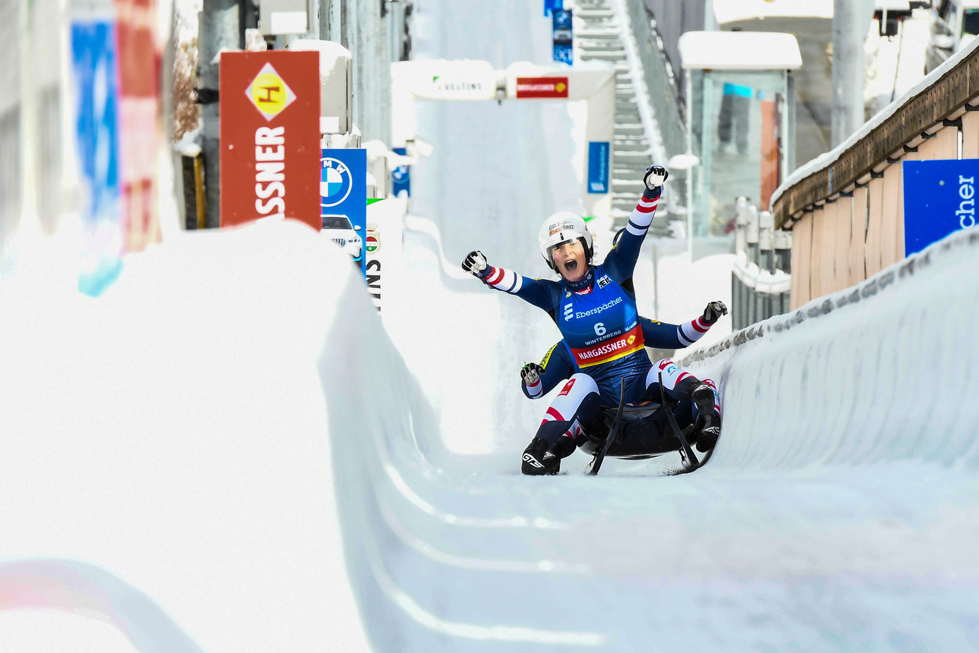 Selina Egle, Lara Michaela Kipp, AUT; Eberspächer Luge World Cup; Veltins Eisarena Winterberg 25.02.2023