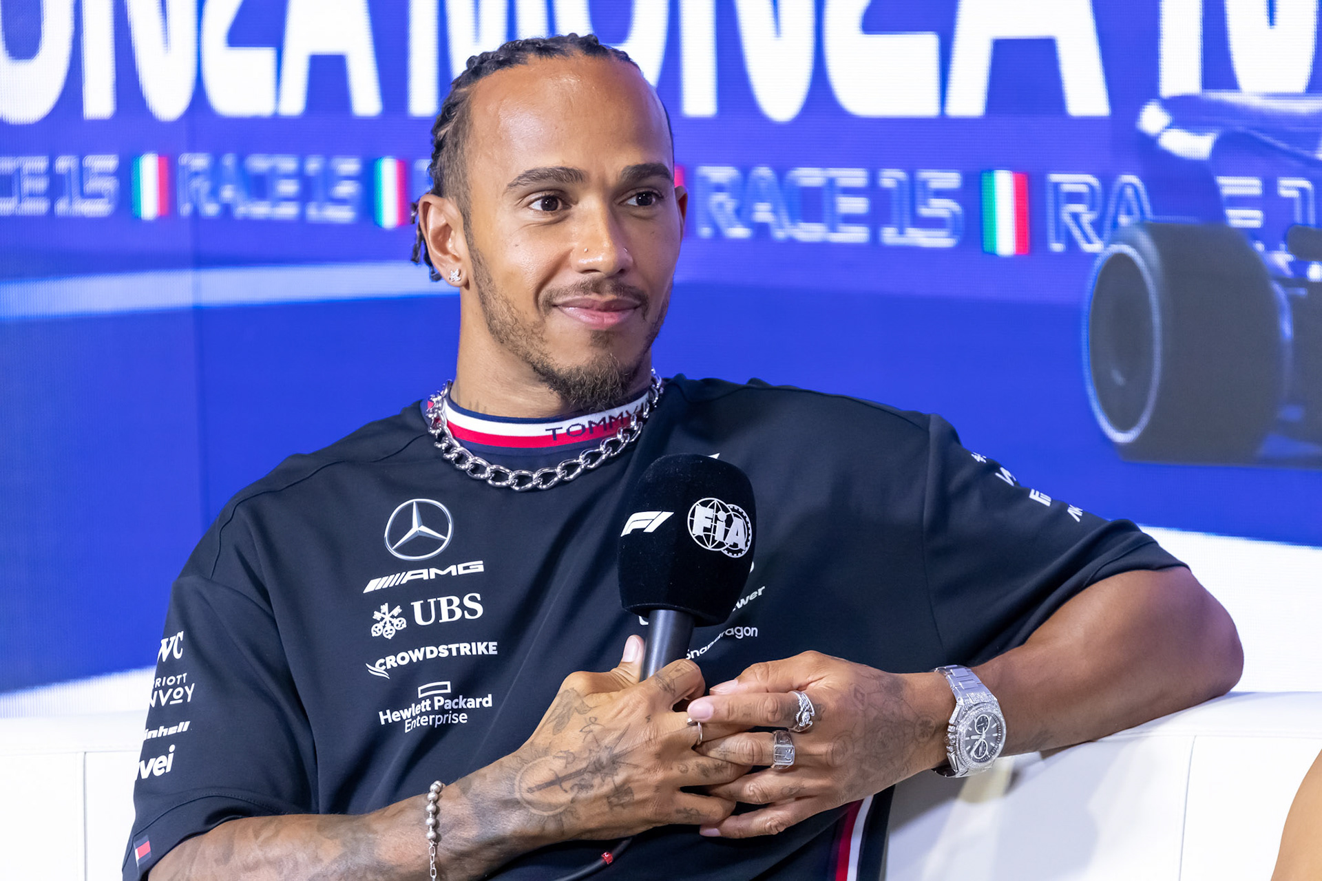 Lewis Hamilton (GBR) Mercedes AMG F1 Team; Formel 1 GP Italien / Monza. Donnerstag, 31.08.2023