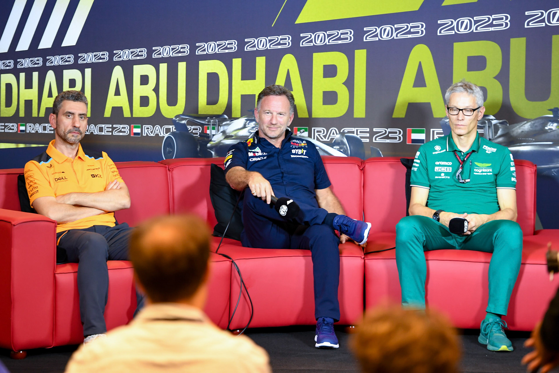 Pressekonferenz mit Andrea Stella, Christian Horner und Mike Krack; Formel 1 GP Abu Dhabi. Freitag 24.11.2023
